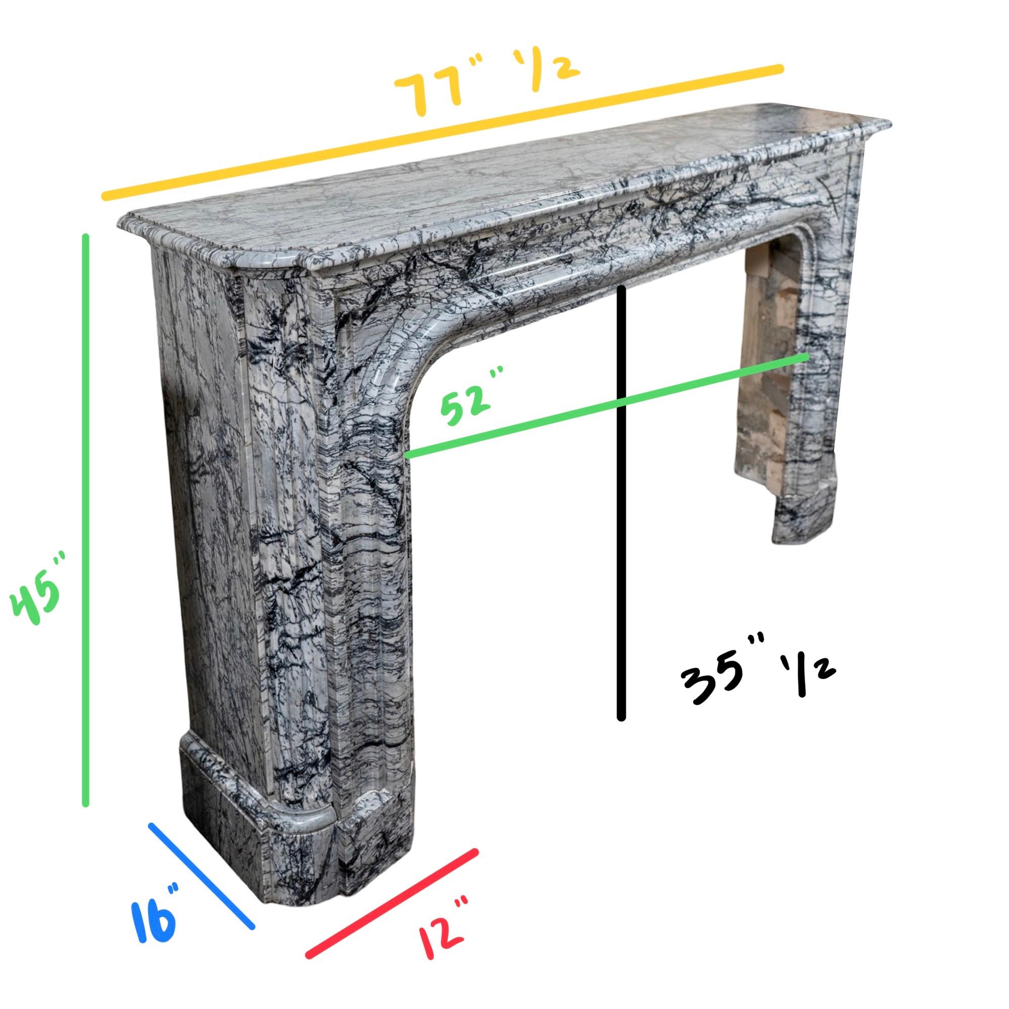 Antique French Bleu Fleuri Marble Mantel For Sale 8