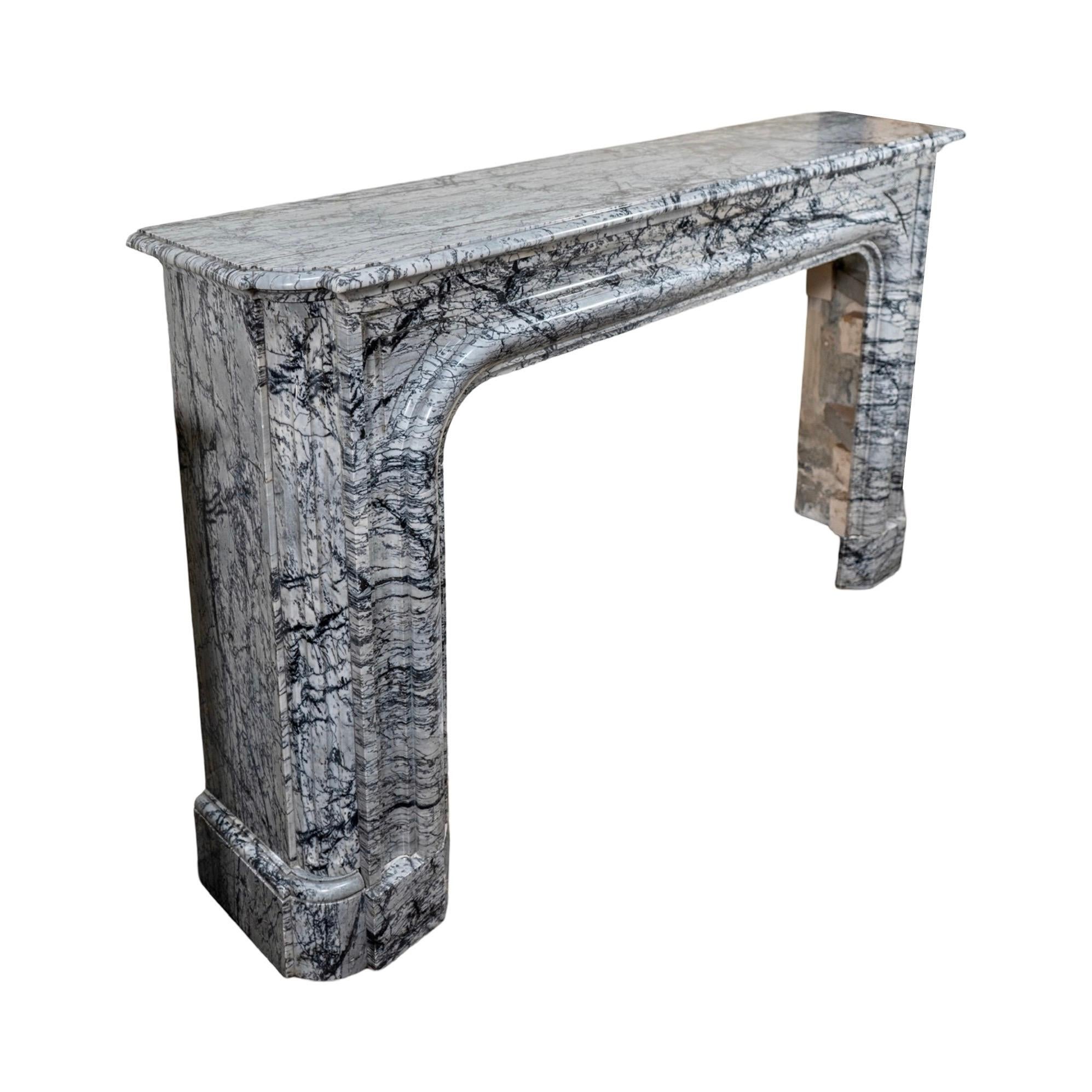 18th Century Antique French Bleu Fleuri Marble Mantel For Sale