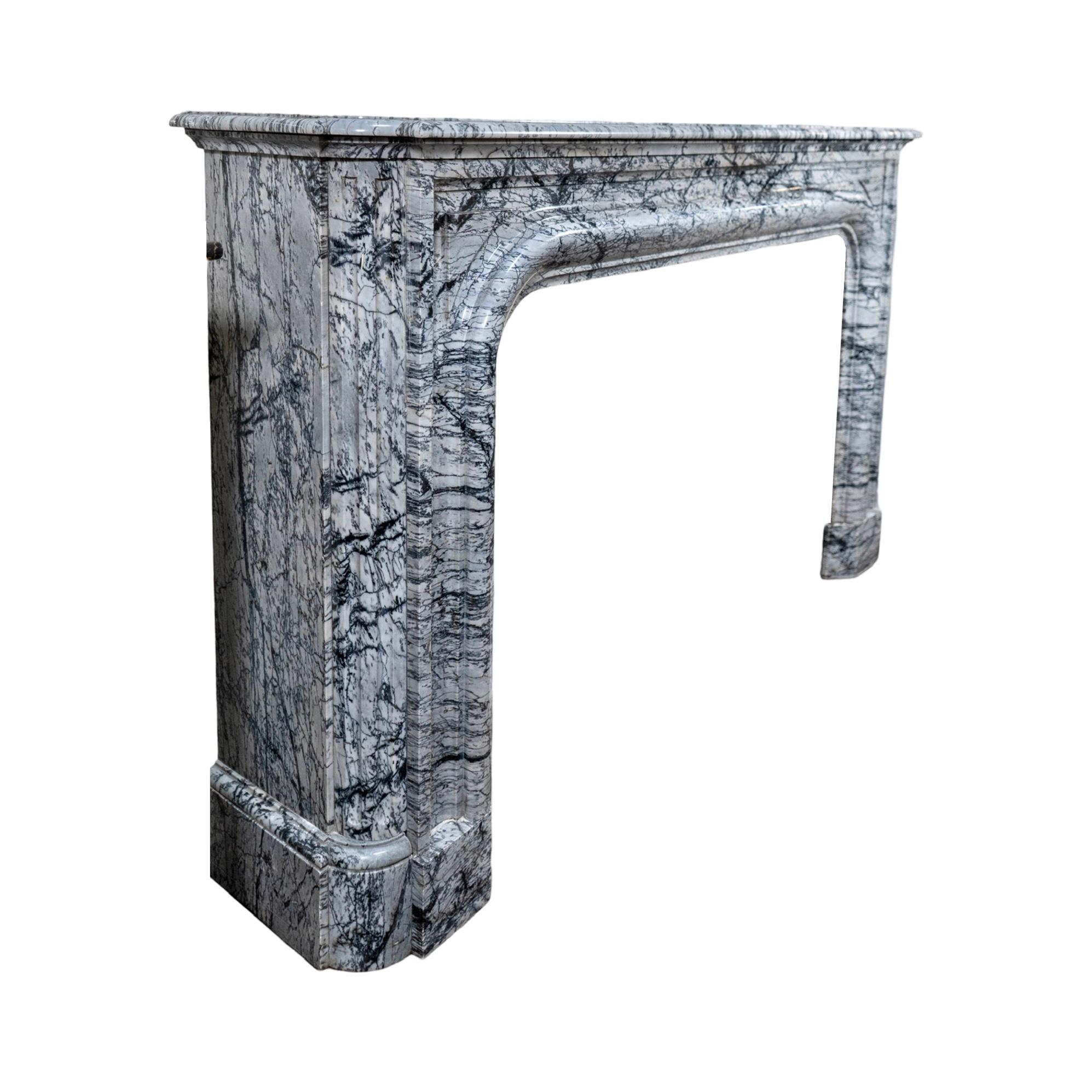 Antique French Bleu Fleuri Marble Mantel For Sale 1