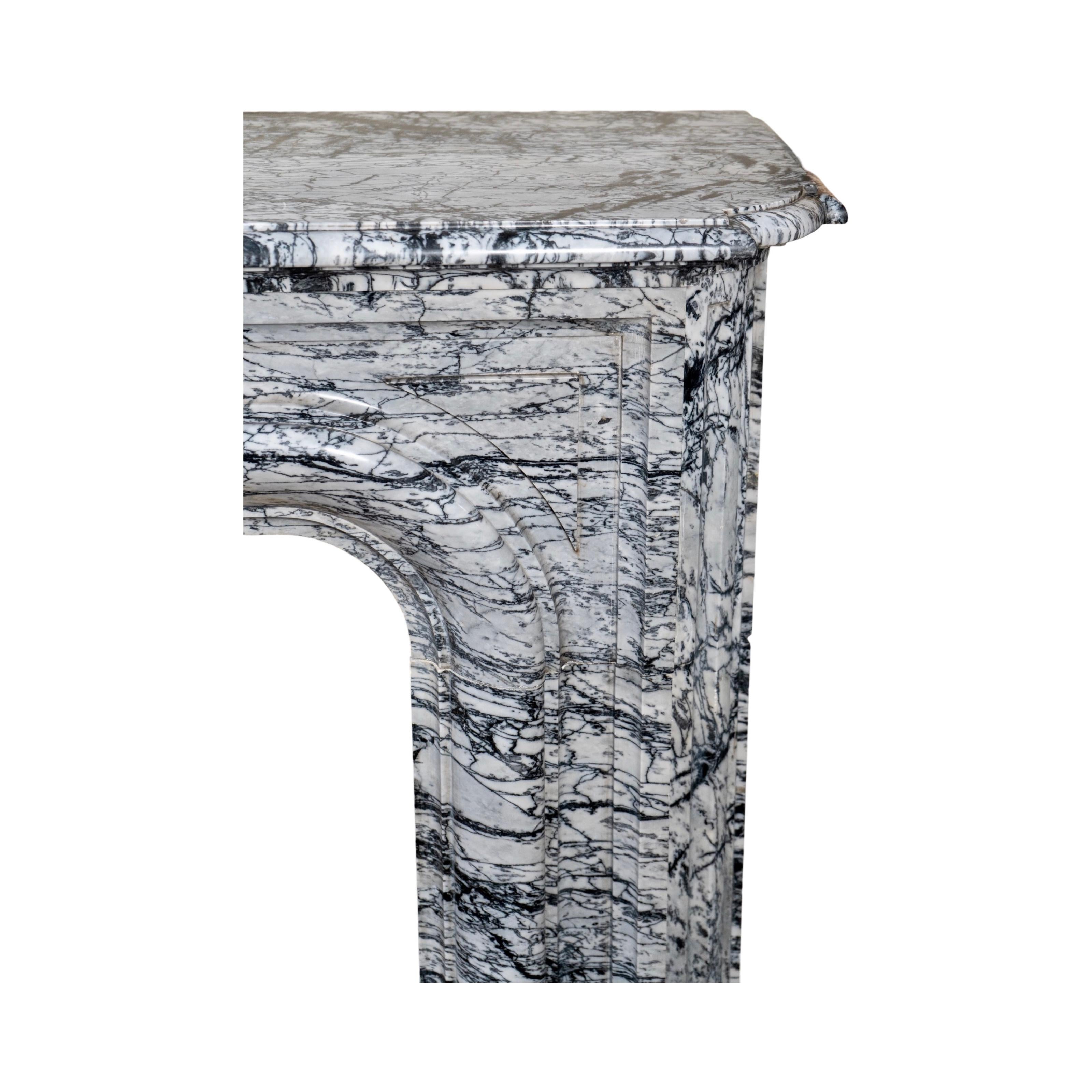 Antique French Bleu Fleuri Marble Mantel For Sale 3