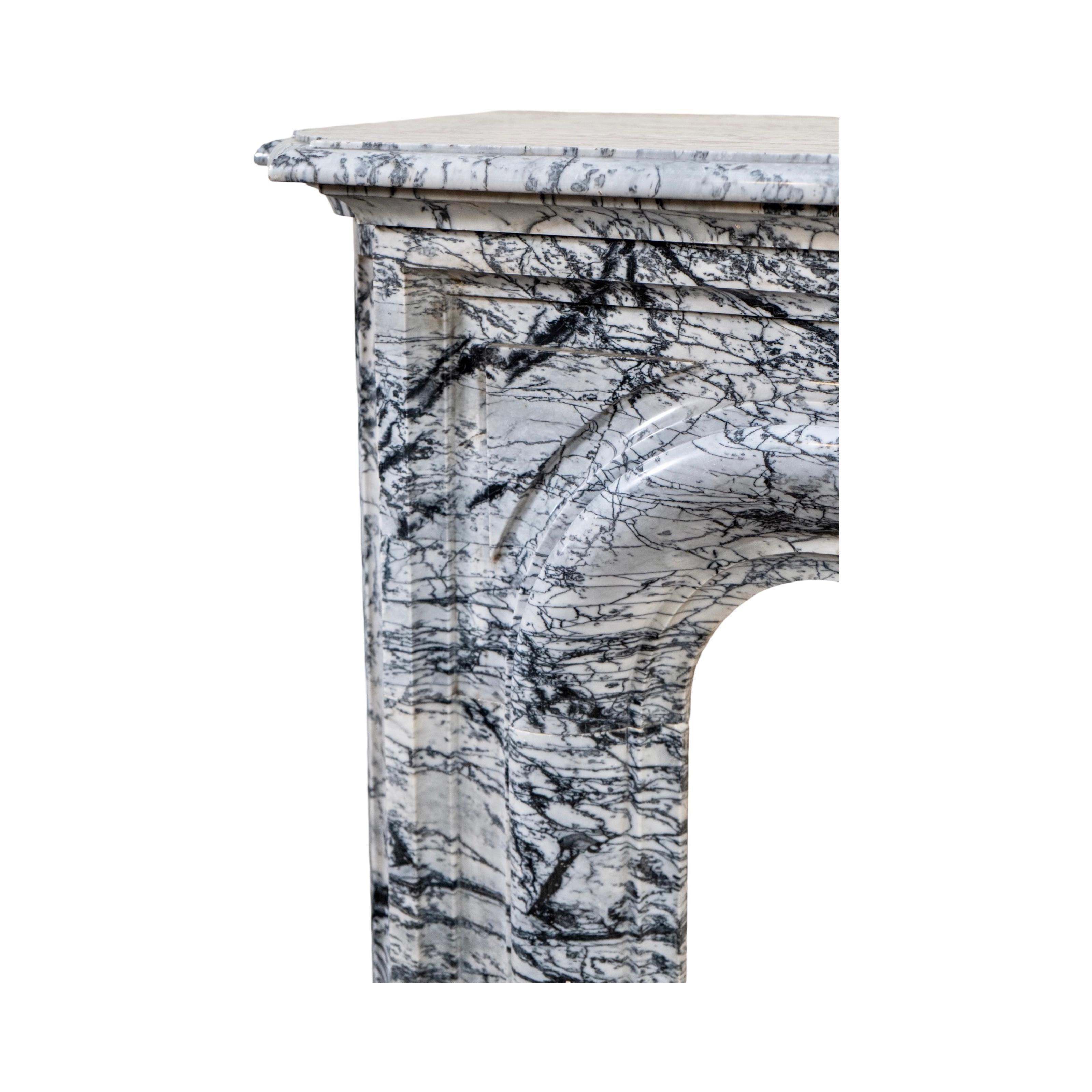 Antique French Bleu Fleuri Marble Mantel For Sale 4