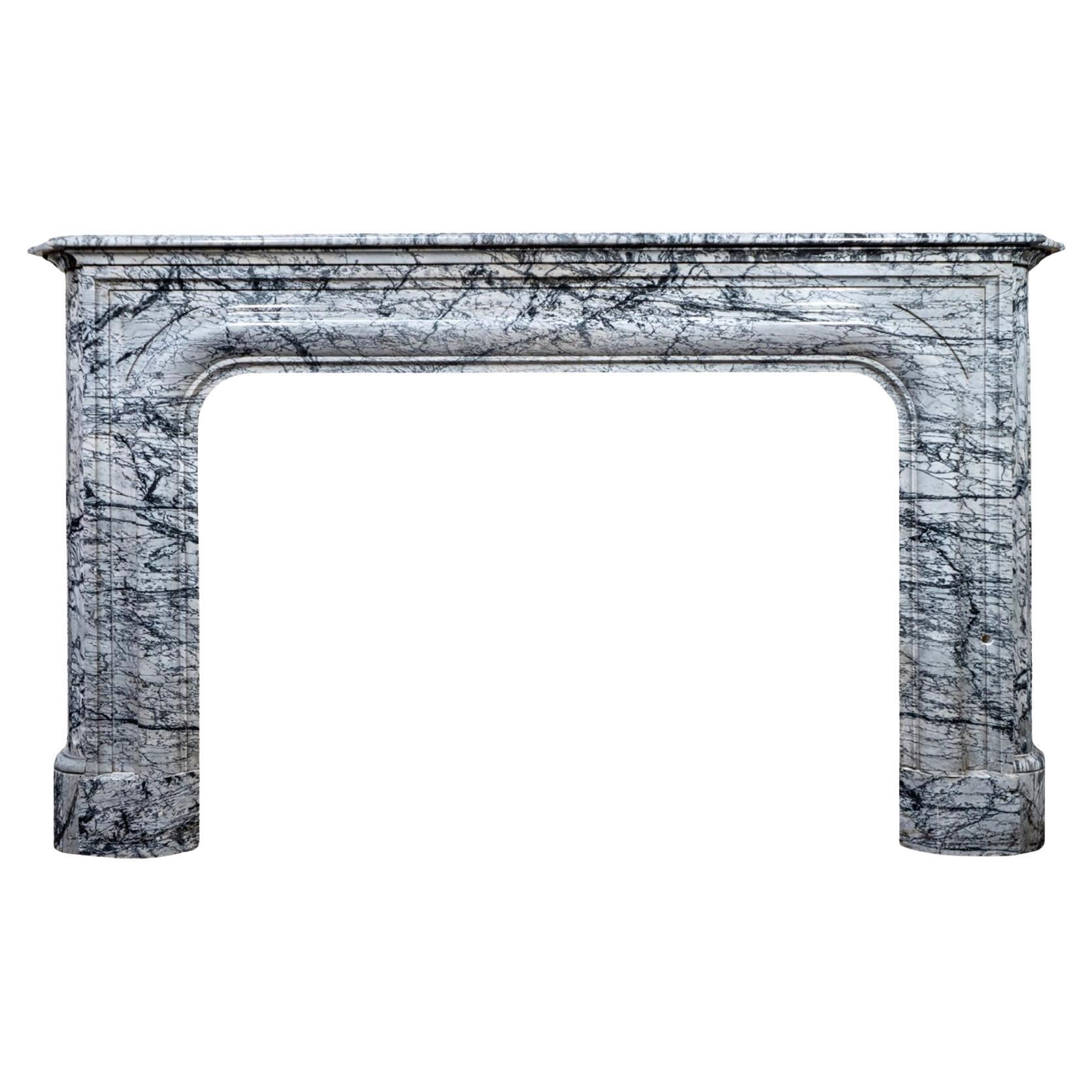 Antique French Bleu Fleuri Marble Mantel For Sale