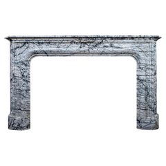Antique French Mantel de Mármol Bleu Fleuri