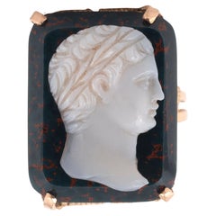 Antique French Bloodstone Cameo Ring