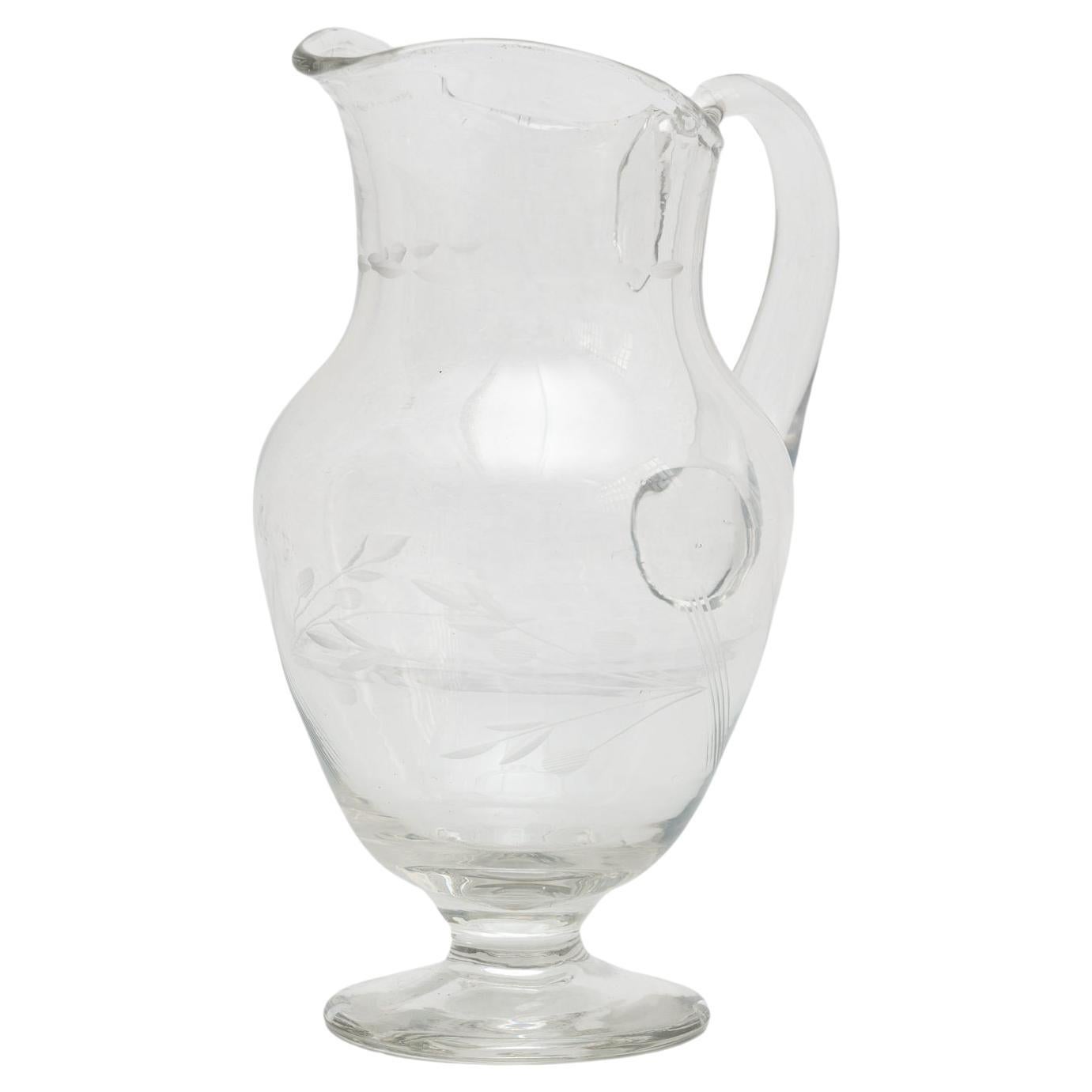 Jarre à eau ancienne en verre soufflé français, vers 1950