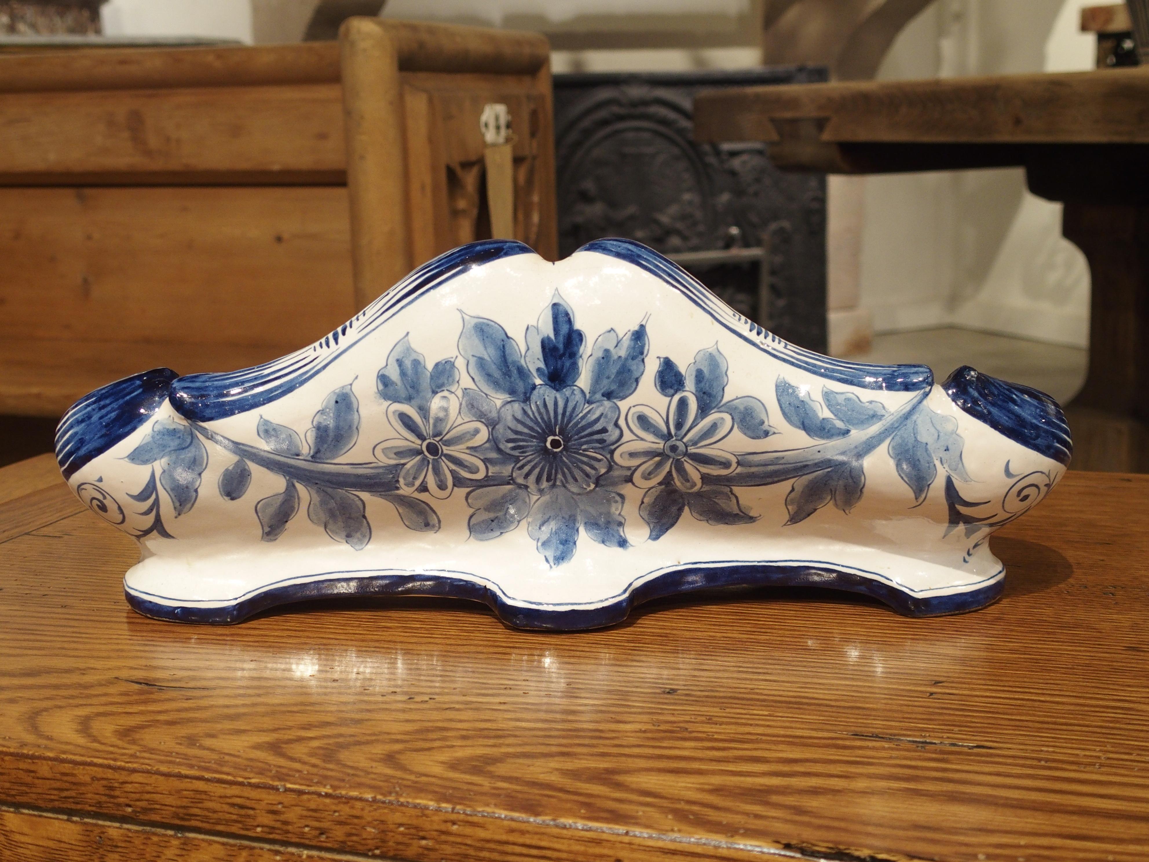 Antique French Blue and White Faience Inkwell, circa 1900 3