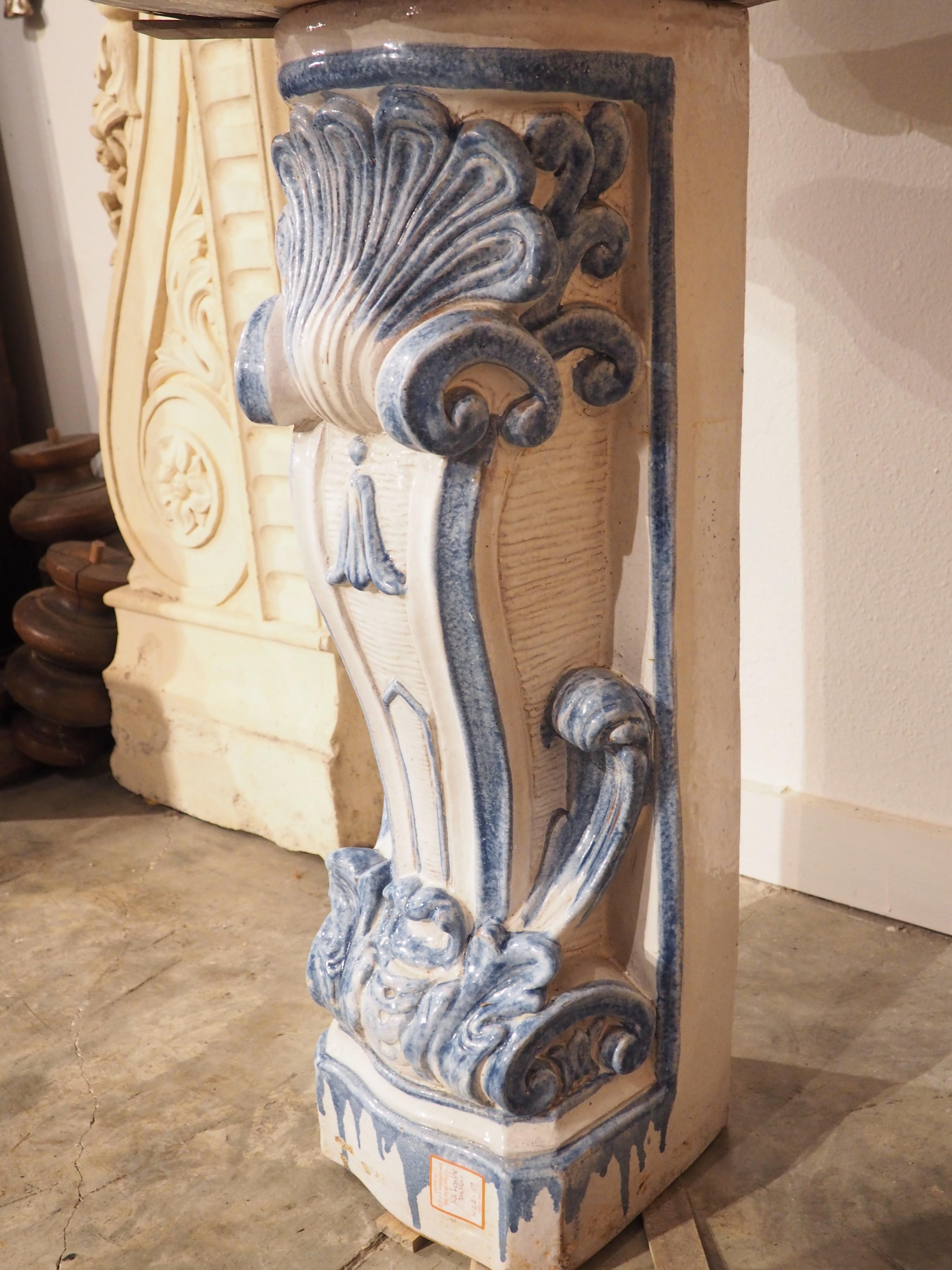Antique French Blue and White Faience Interior Wall Fountain, circa 1880 For Sale 10