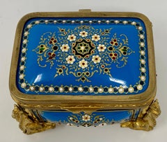 Antique French Blue Enameled Box