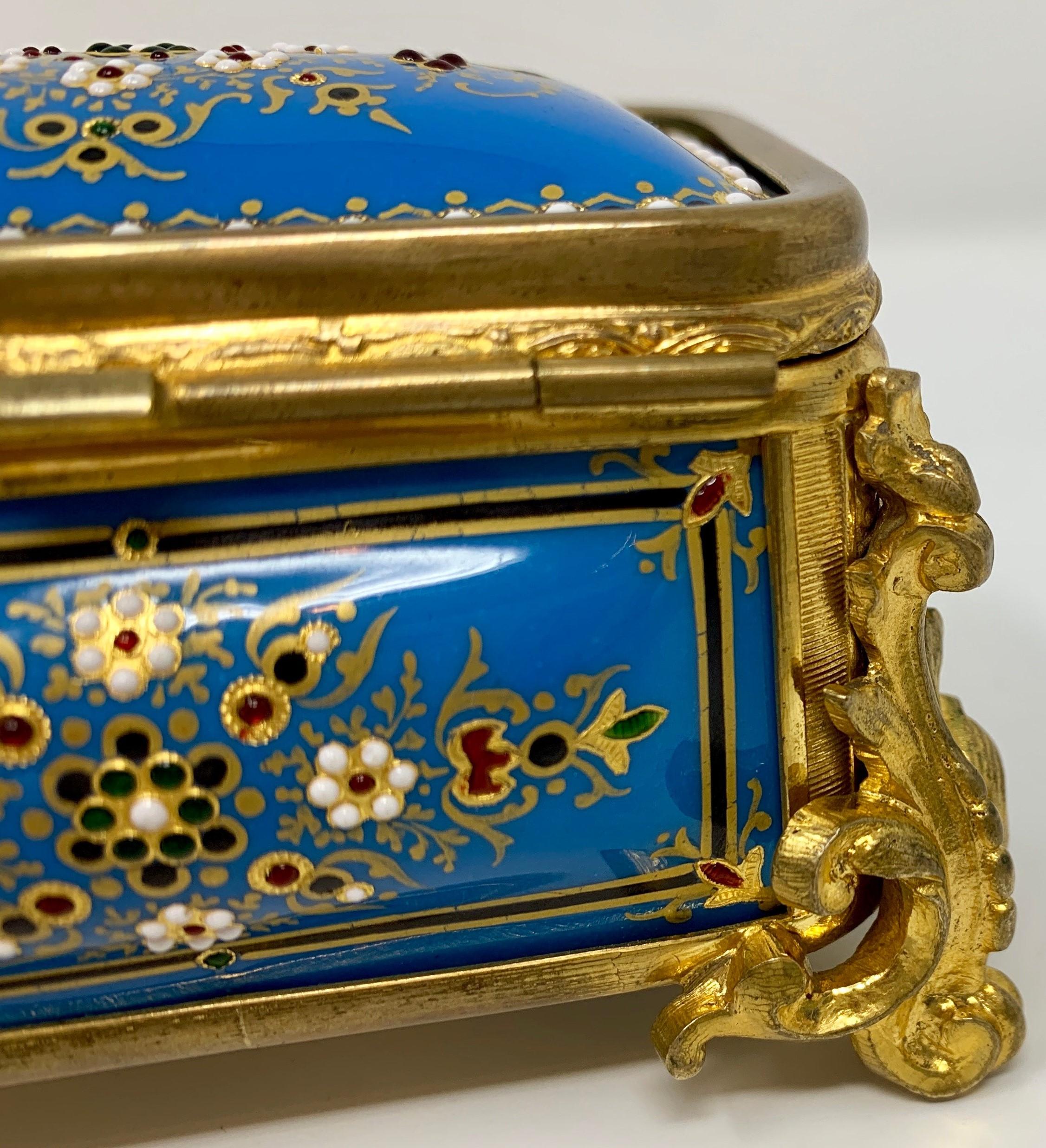 Ormolu Antique French Blue Enameled Box For Sale