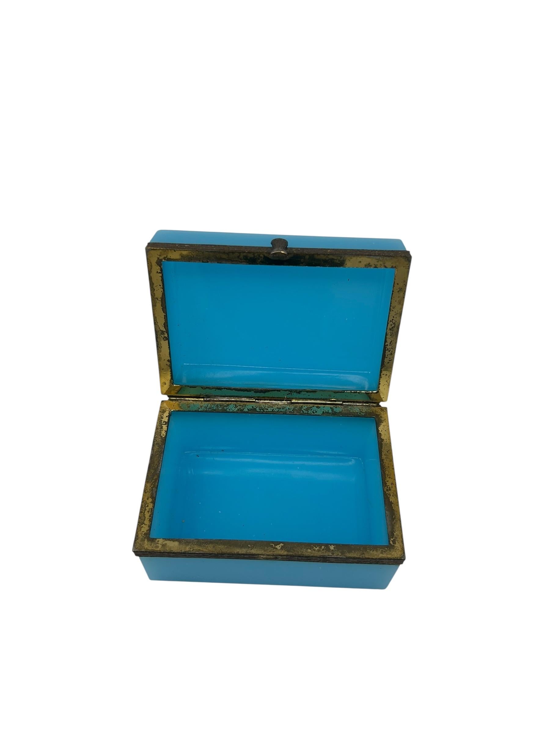 Antique French Blue Opaline Box In Good Condition For Sale In Chapel Hill, NC