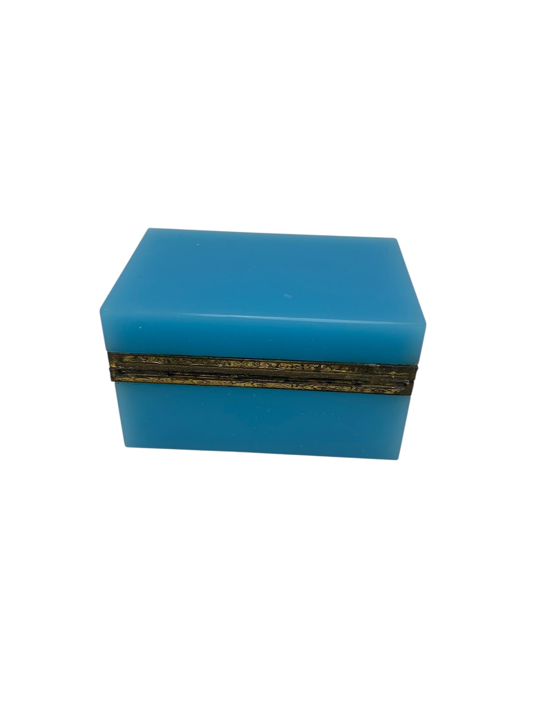 Antique French Blue Opaline Box For Sale 1