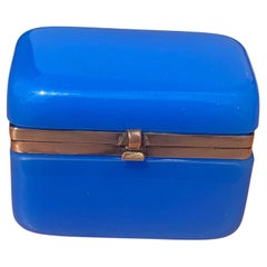 Antique French Blue Opaline Box