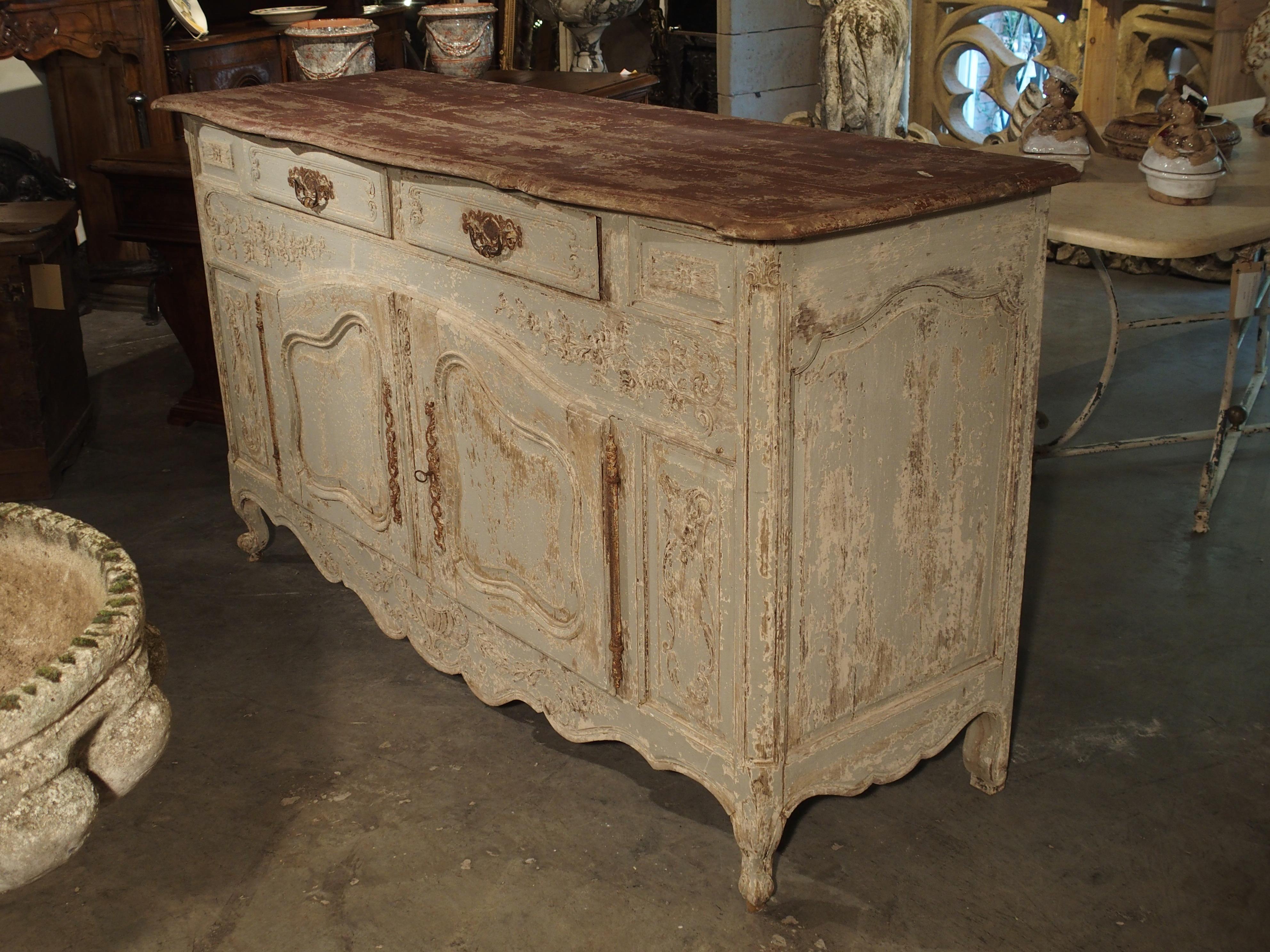 Antique French Blue Painted Buffet from Provence, circa 1900 4