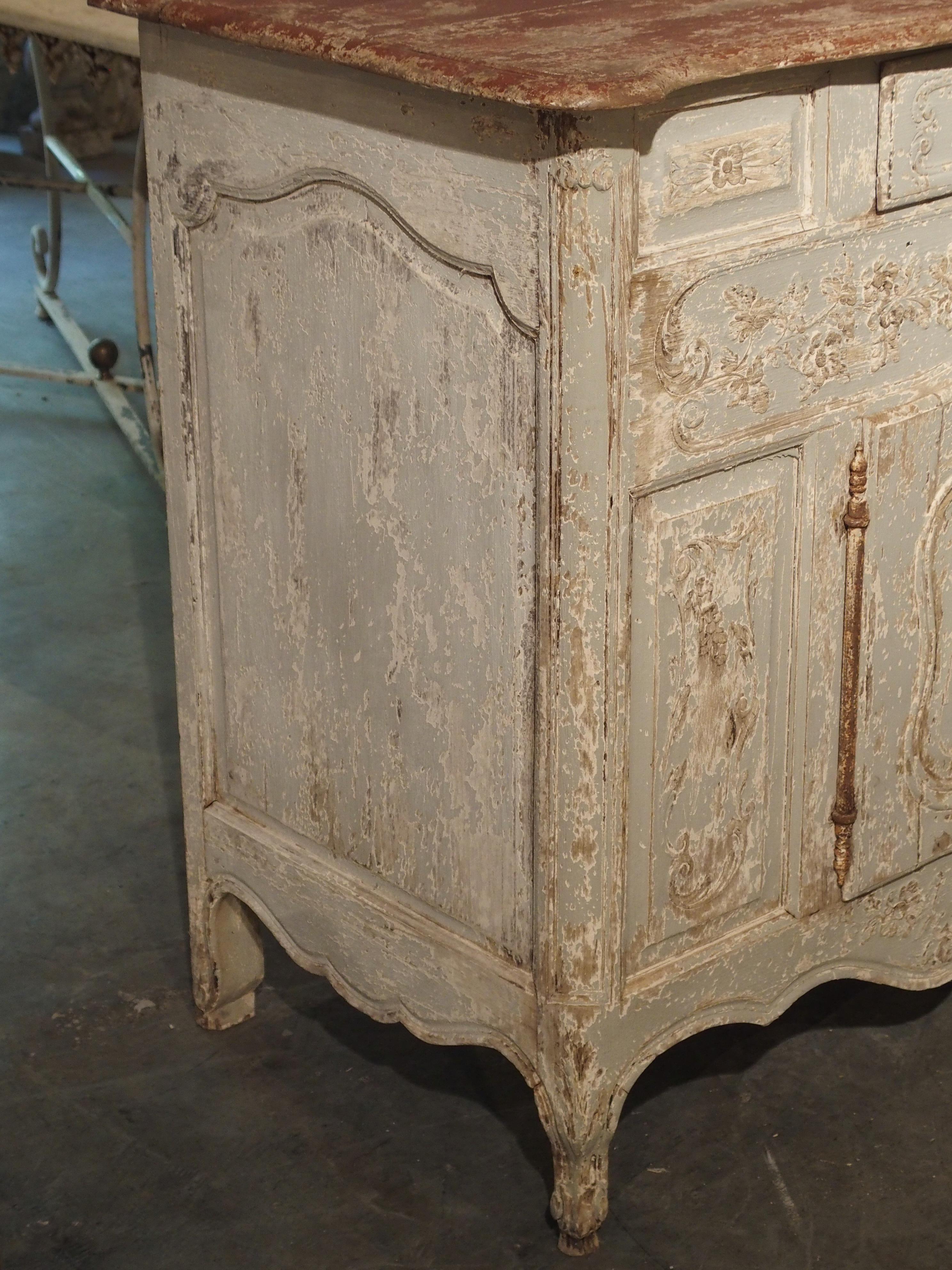 Louis XV Antique French Blue Painted Buffet from Provence, circa 1900