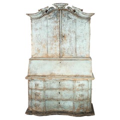 Antique French Blue Painted Secretary 'Commode De Scriban'