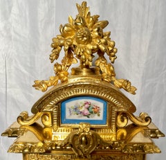 Antique French Blue Sèvres Porcelain and Bronze D' Ore Clock, Circa 1880