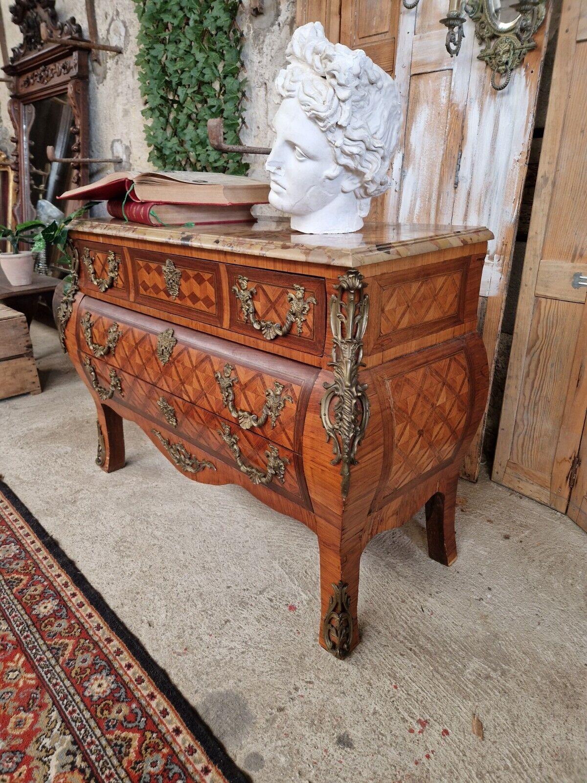 Baroque Antique Chest of Drawers  French Bombe Louis XV Style