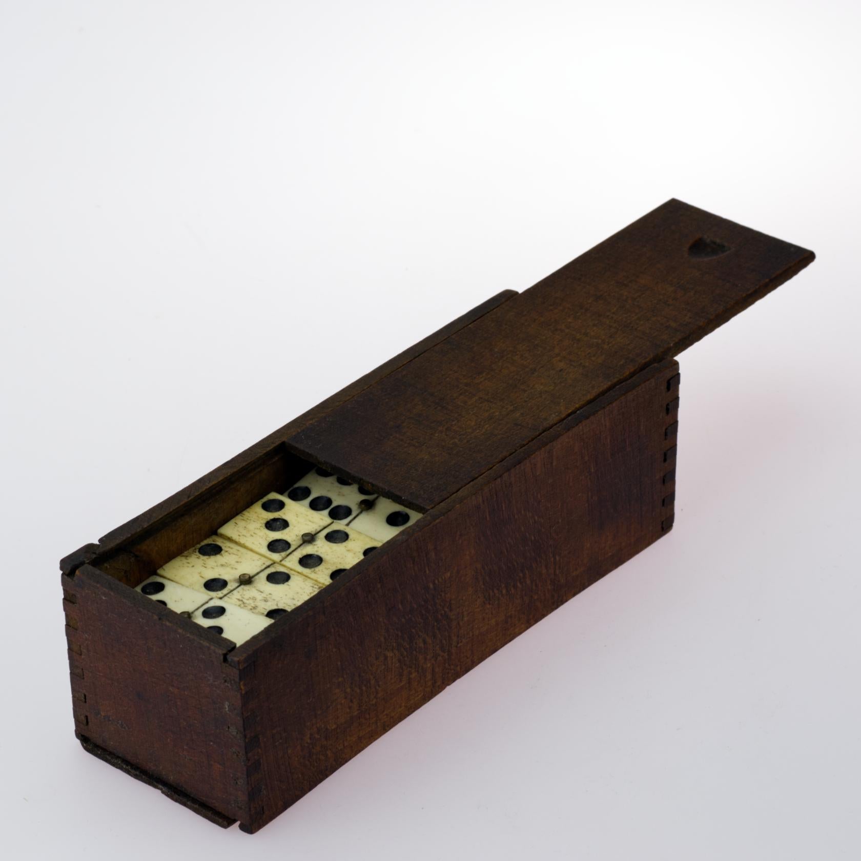 Antique French Bone and Ebony Dominoes Set, 1800s For Sale 3