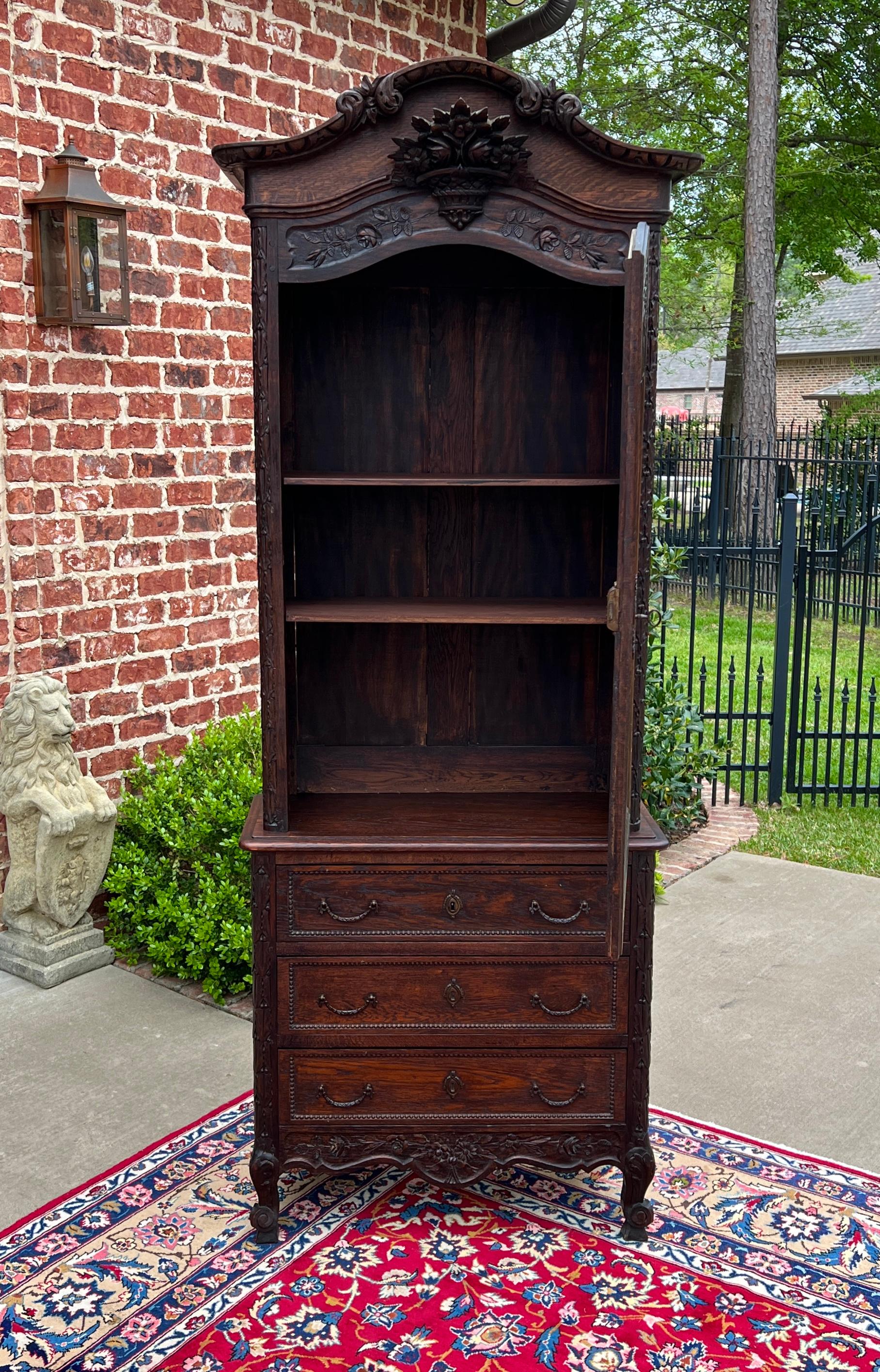 Antique French Bonnetierre Vitrine Bookcase Over Chest of Drawers Oak 19th C. For Sale 9