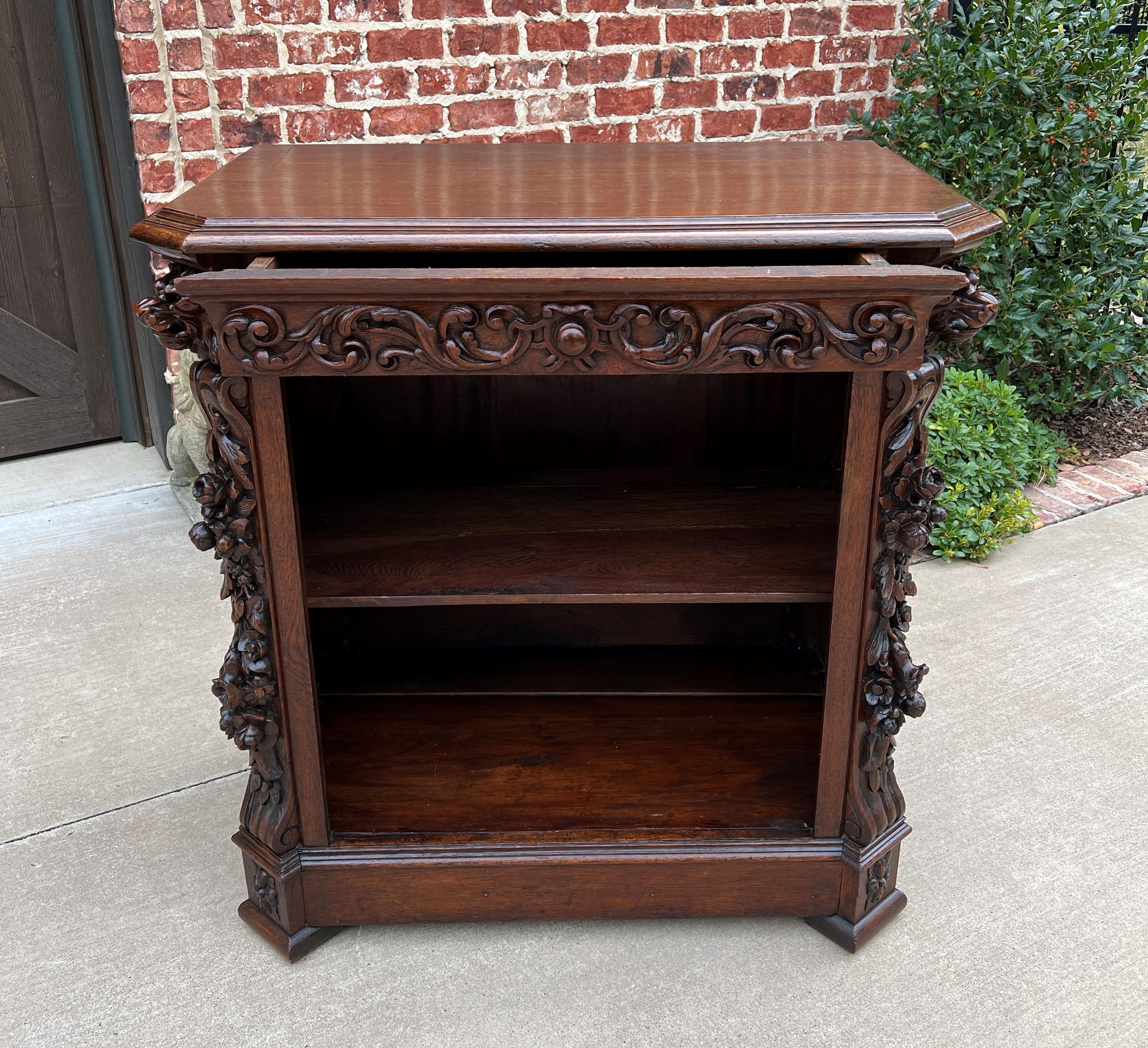  Antique French Bookcase BLACK FOREST Lion HUNT Bookcase Carved Oak 19th C 8