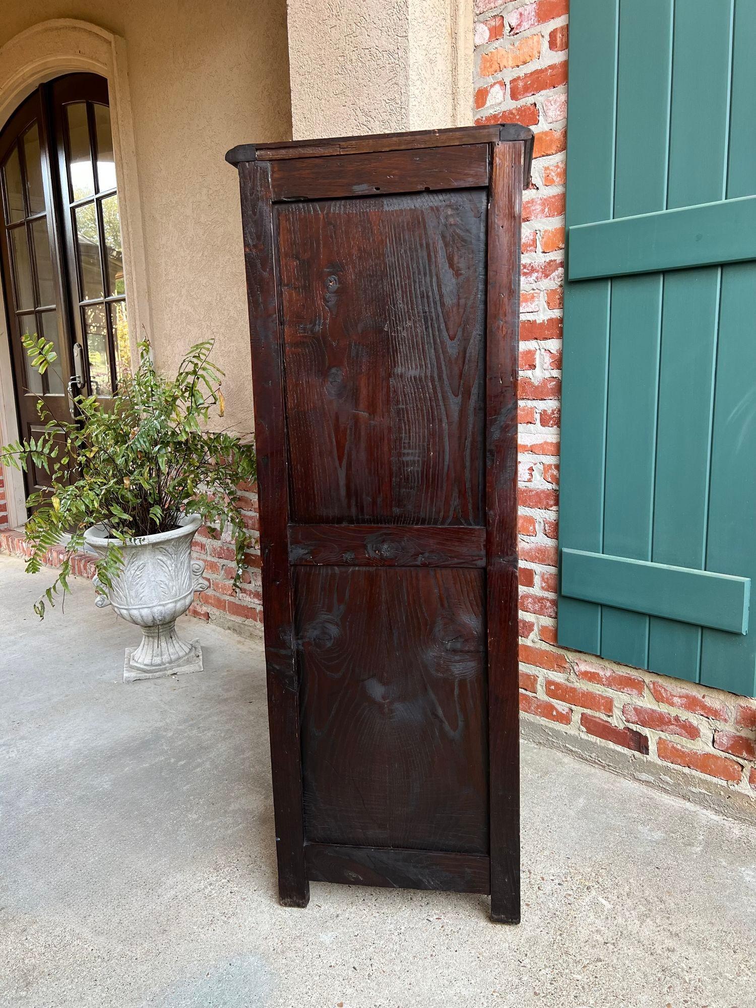 Antique French Bookcase Cabinet Brittany Breton PETITE Carved Oak Ship Spindle 4