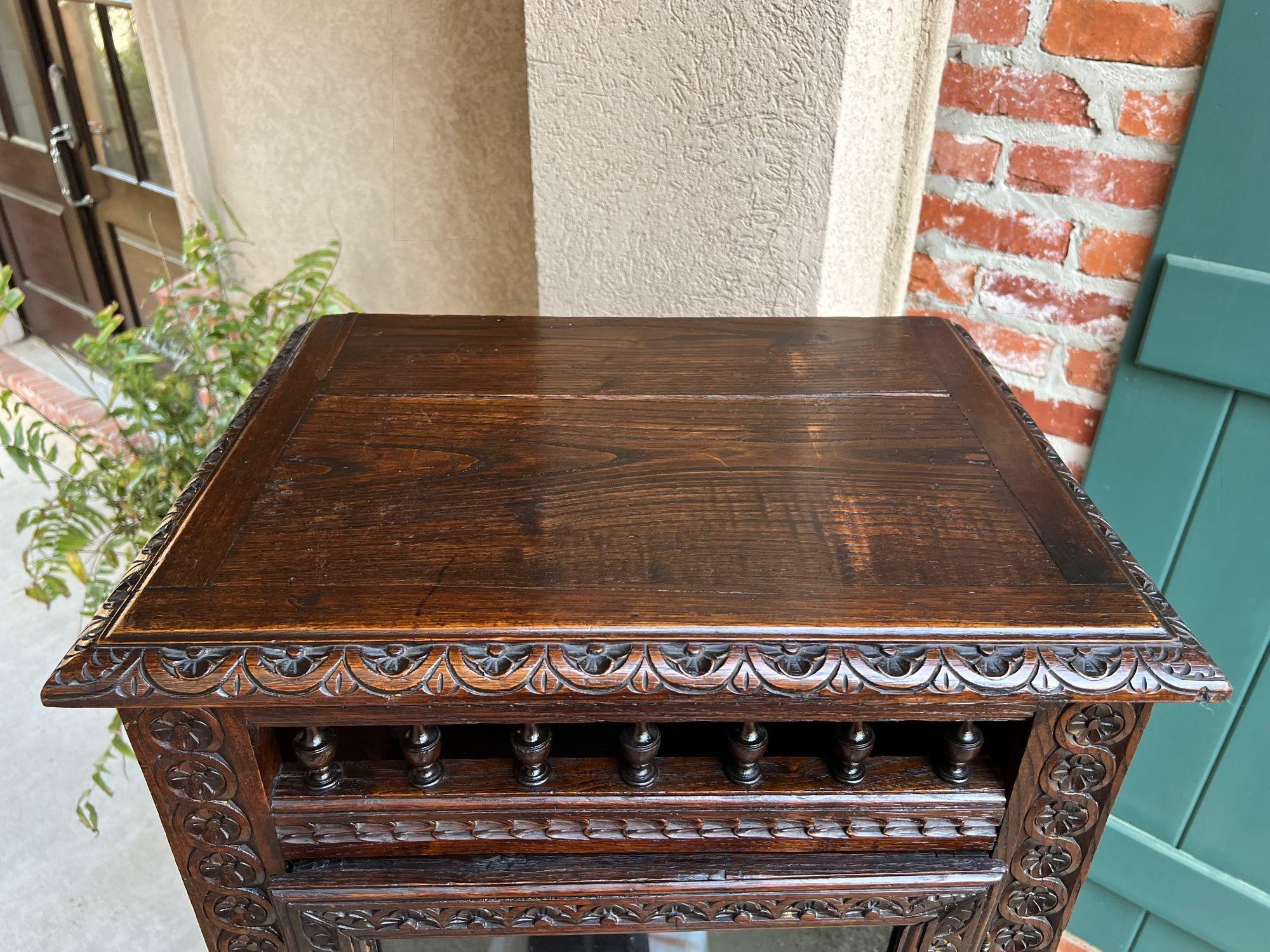 Antique French Bookcase Cabinet Brittany Breton PETITE Carved Oak Ship Spindle 5