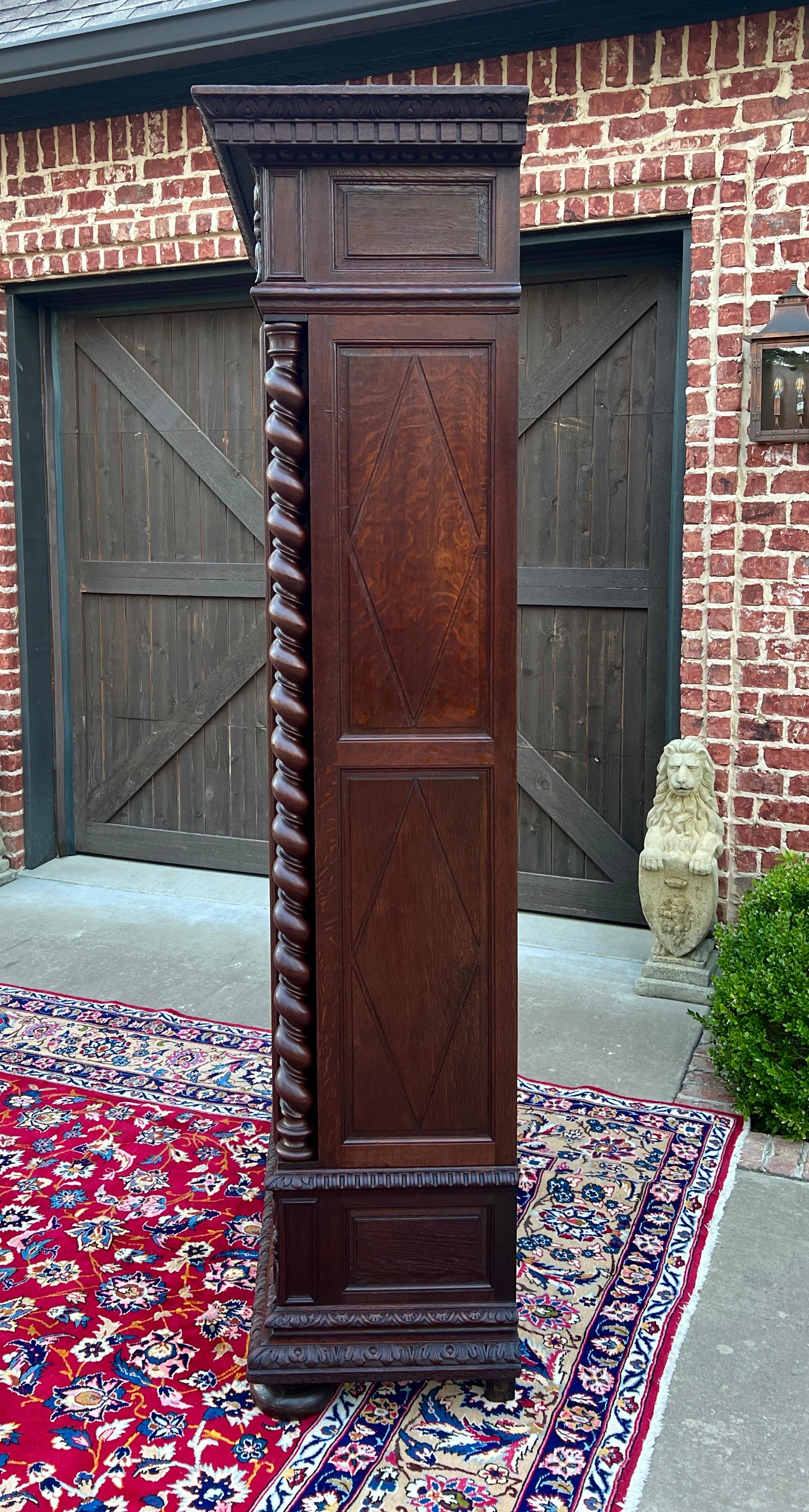 Antique French Bookcase Cabinet Display BARLEY TWIST Oak Renaissance 19th C 11