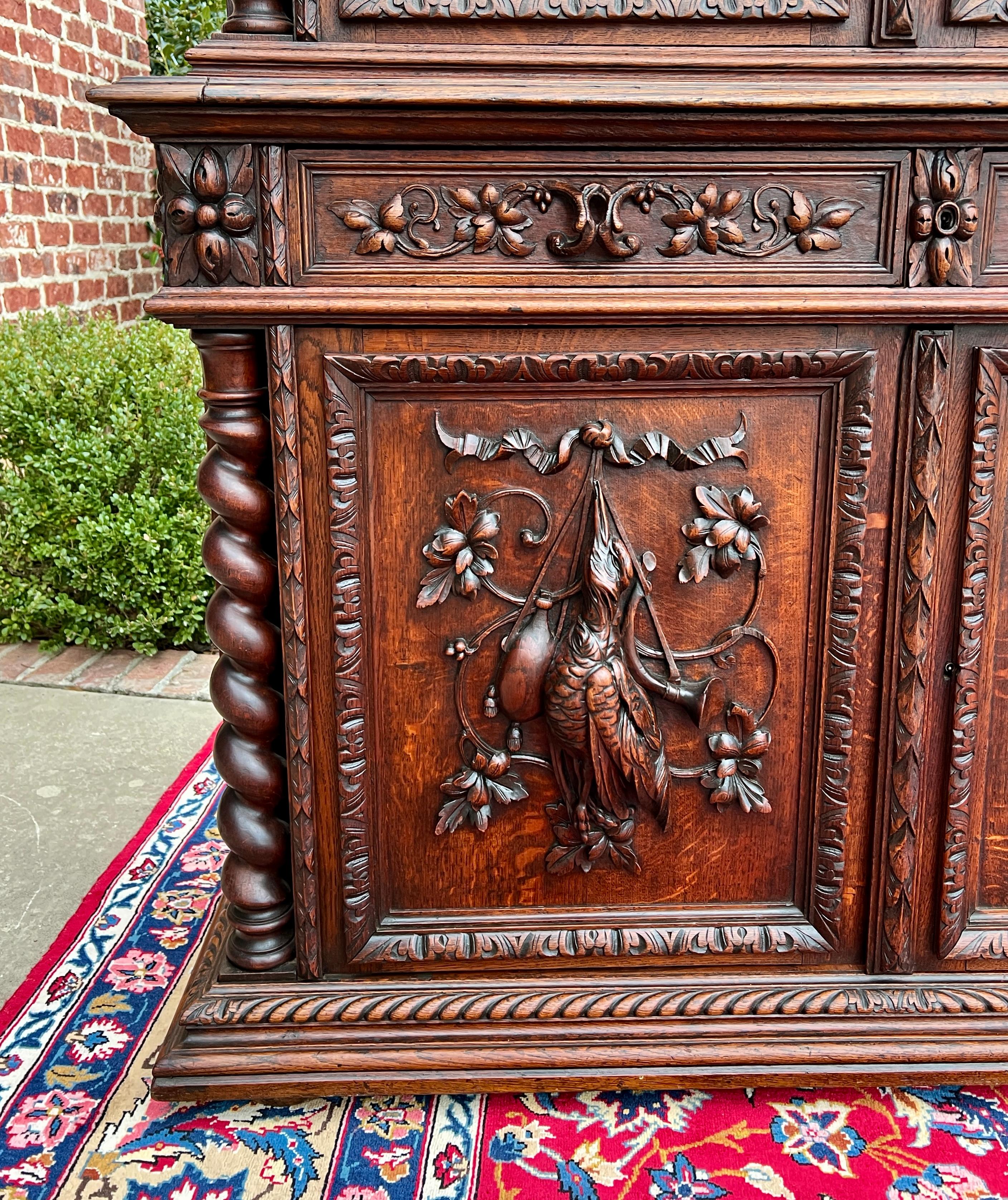 Antique French Bookcase Cabinet Display Buffet Bonnet Barley Twist Oak 19th C 8