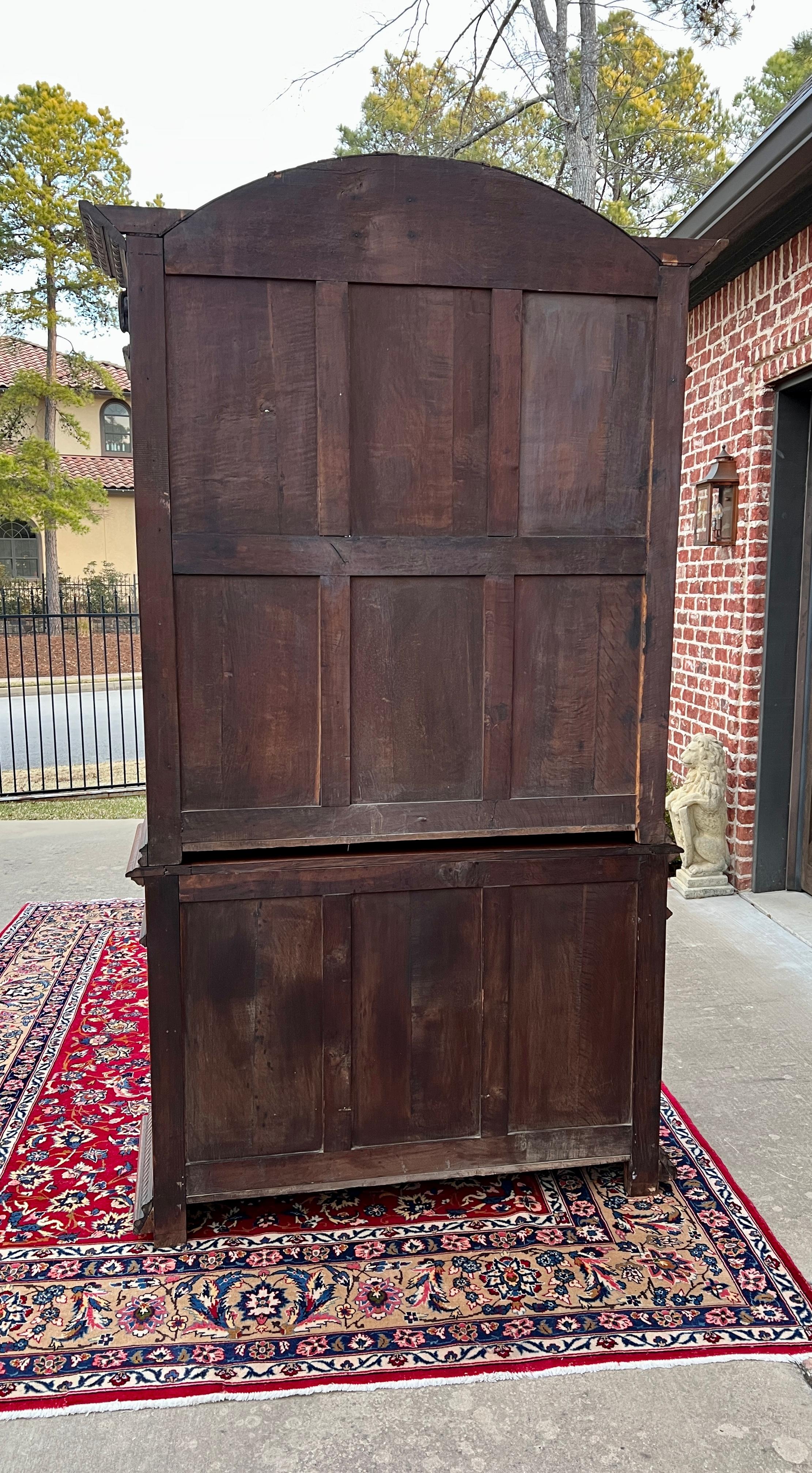 Antique French Bookcase Cabinet Display Buffet Bonnet Barley Twist Oak 19th C 12