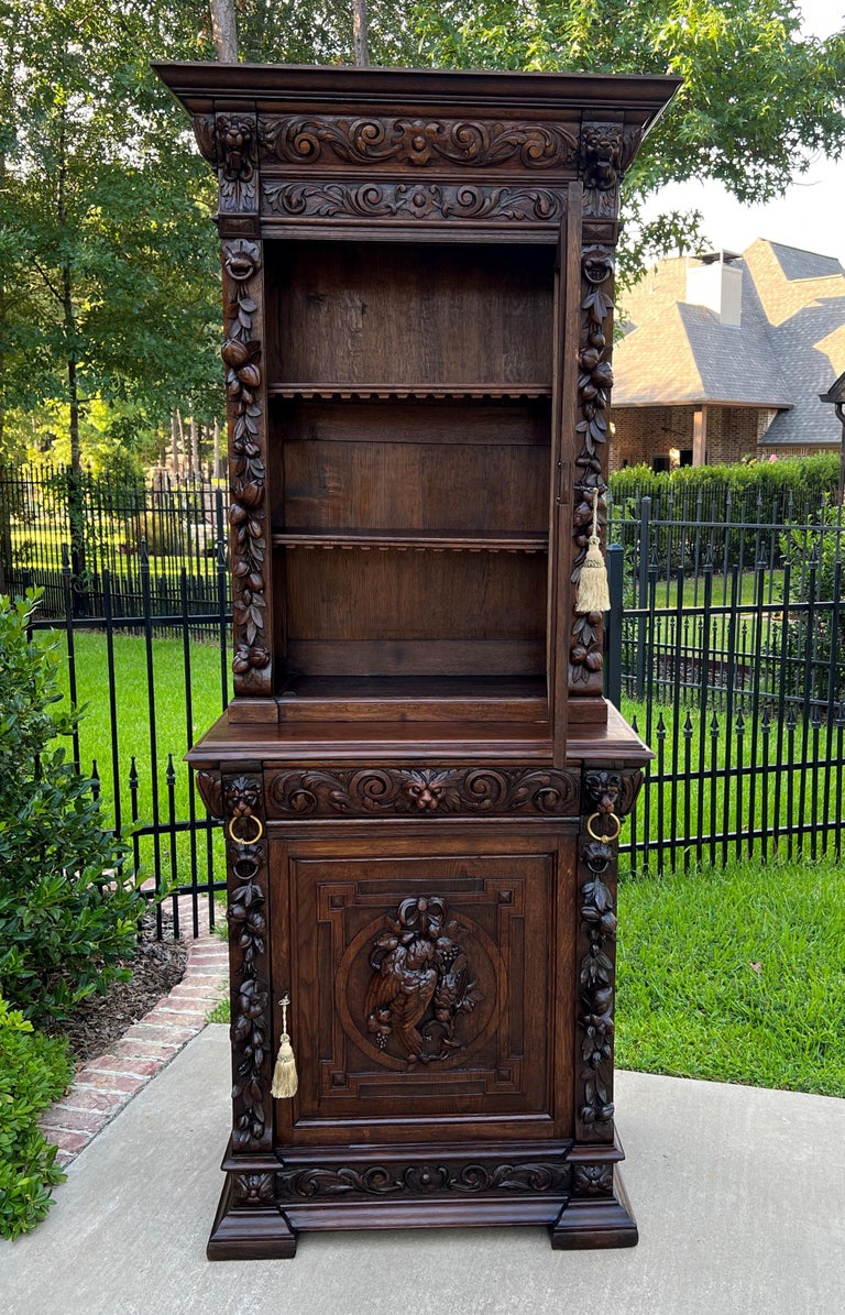 Antique French Bookcase Hunt Display Buffet Black Forest 19th C
