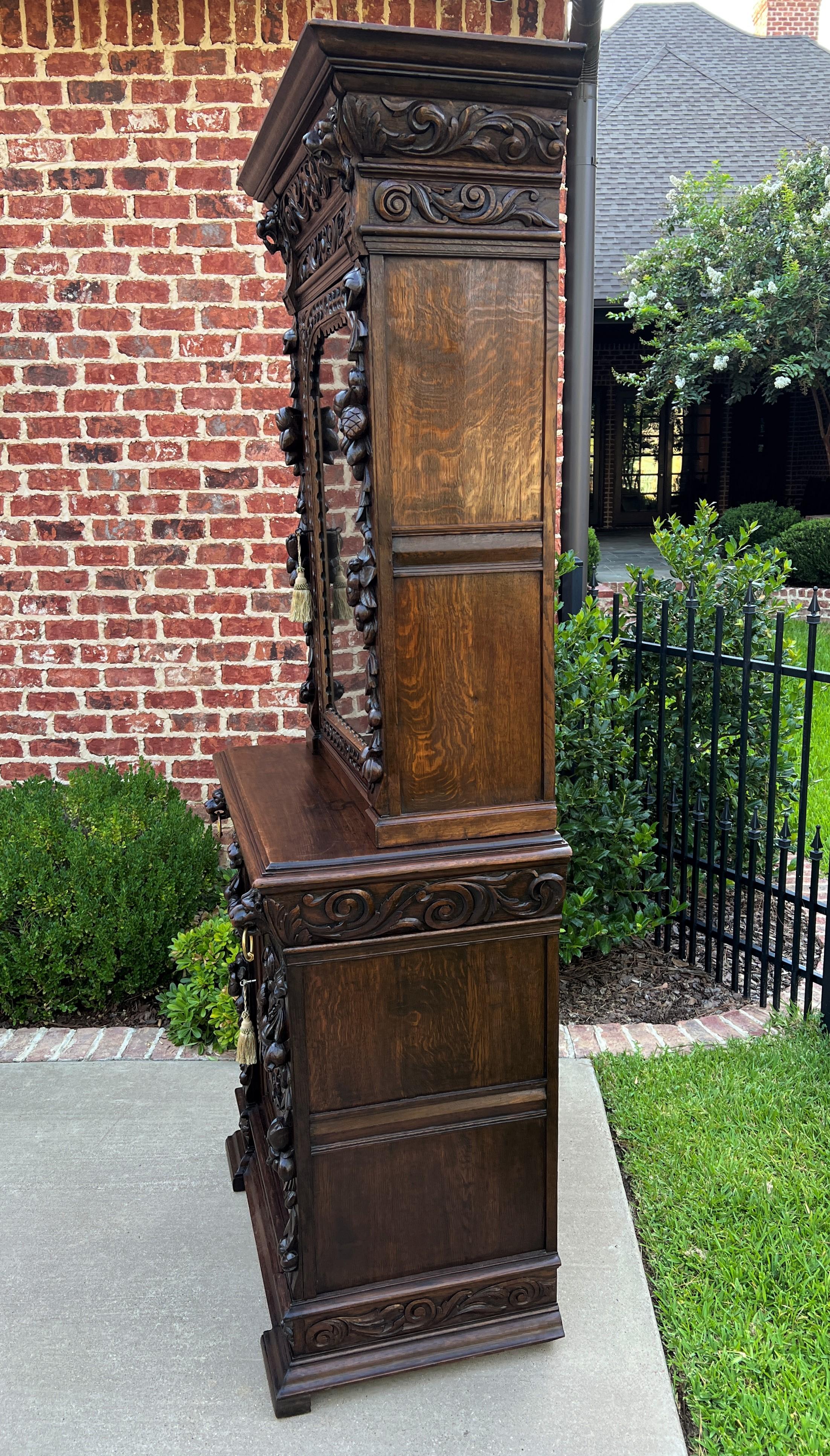 19th Century Antique French Bookcase Hunt Cabinet Display Buffet Black Forest 19th C Petite