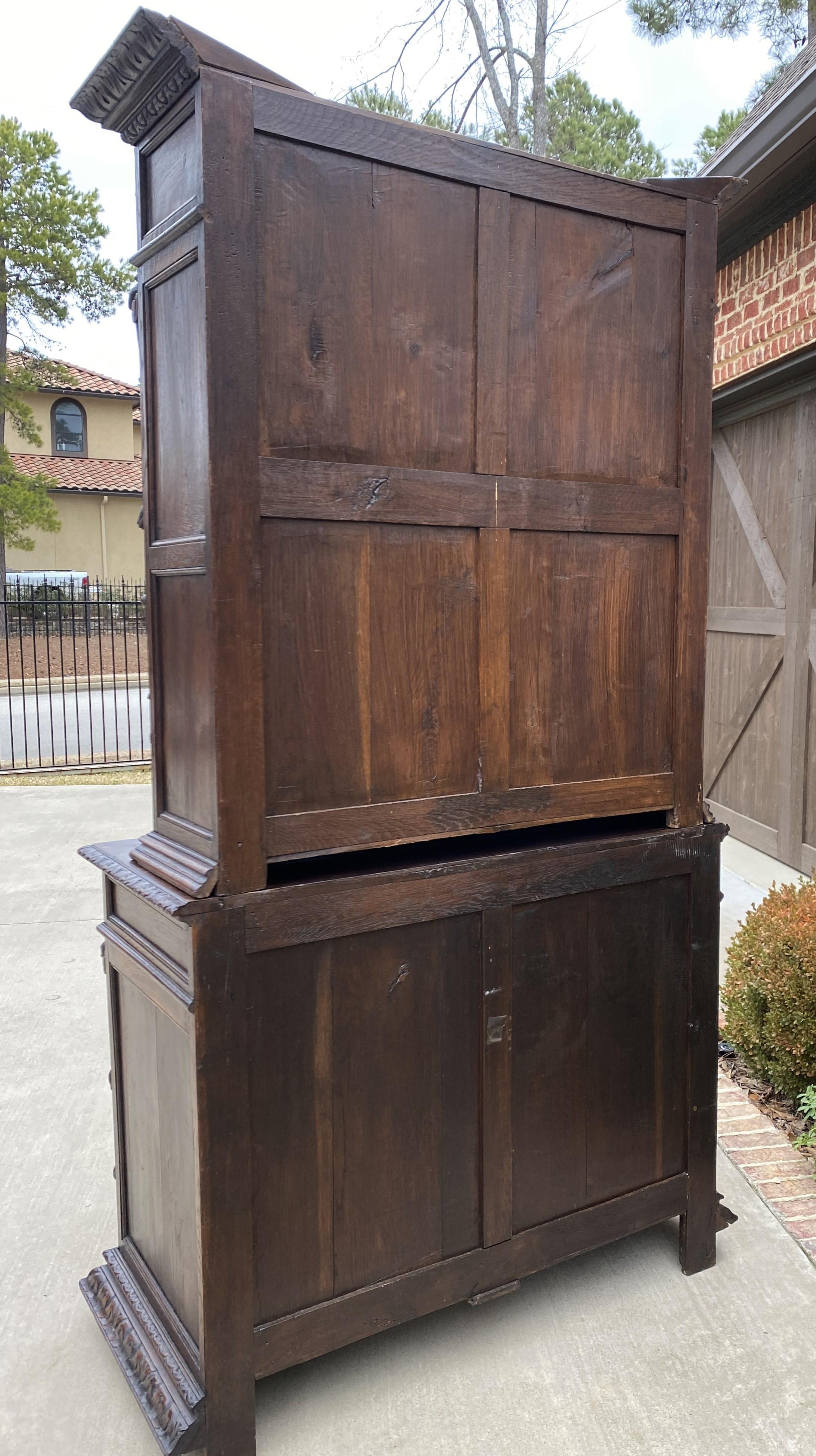 Antique French Bookcase Hunt Cabinet Display Buffet Black Forest Oak 19th C For Sale 6