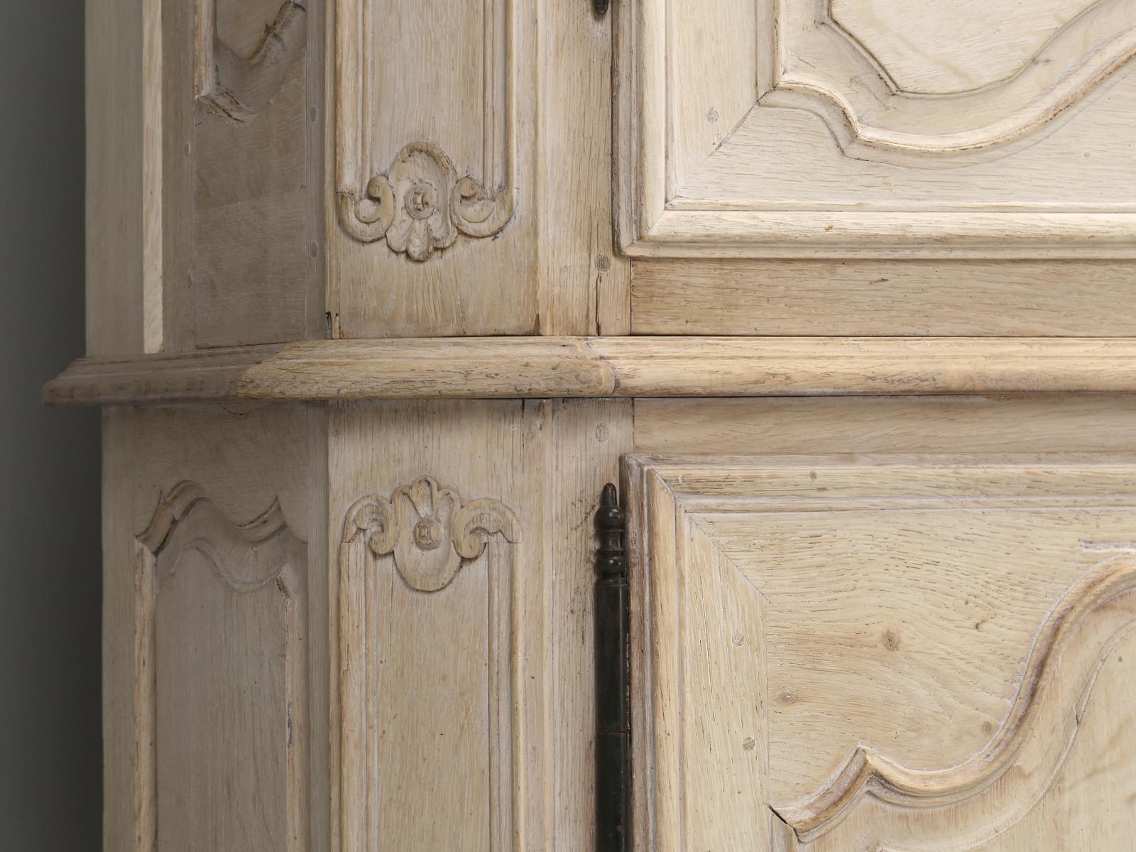 Steel Antique French Bookcase or Cabinet in Limed White Oak Older Restoration c1800's For Sale