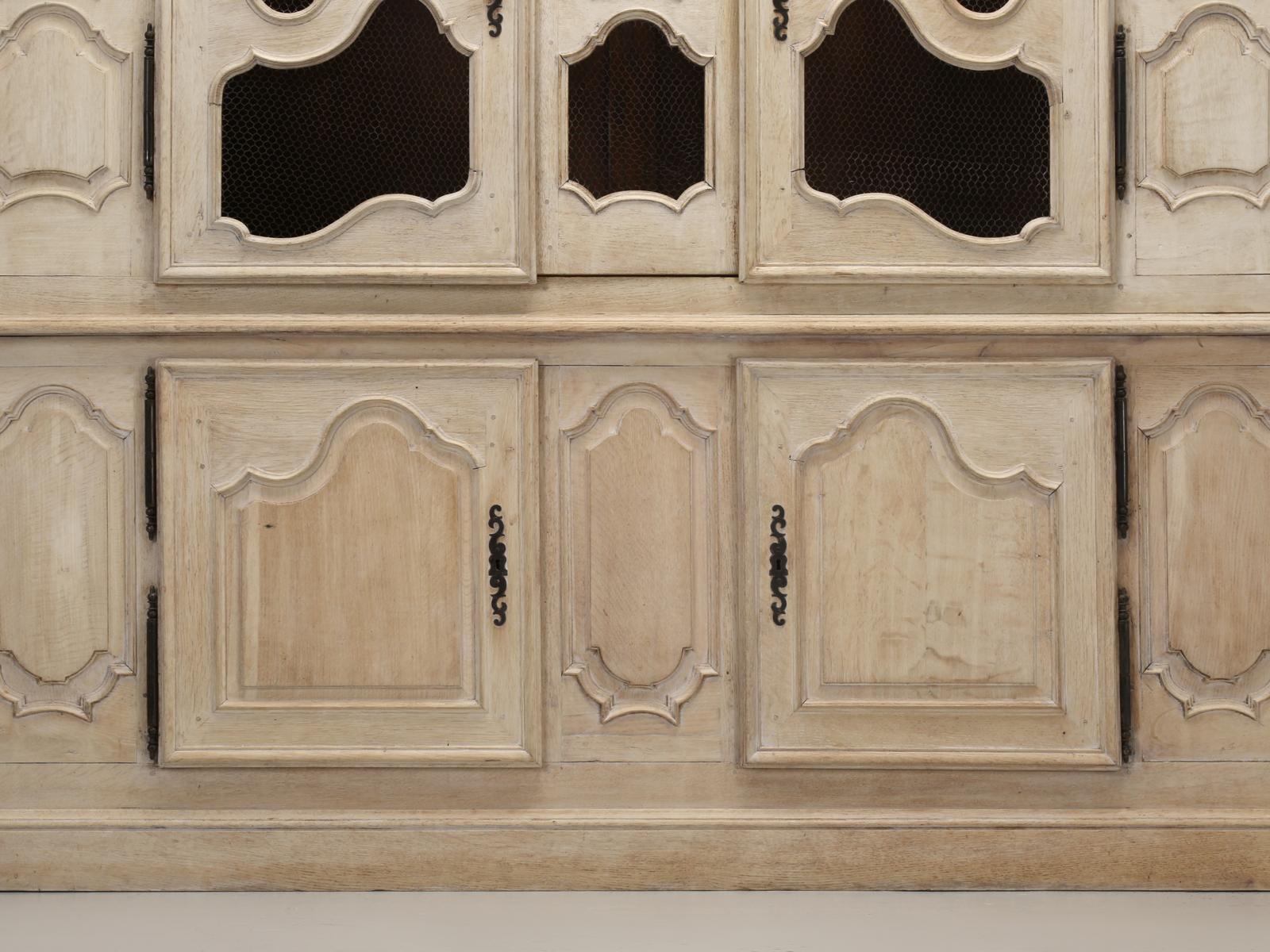 Antique French Bookcase or Cabinet in Limed White Oak Older Restoration c1800's For Sale 1