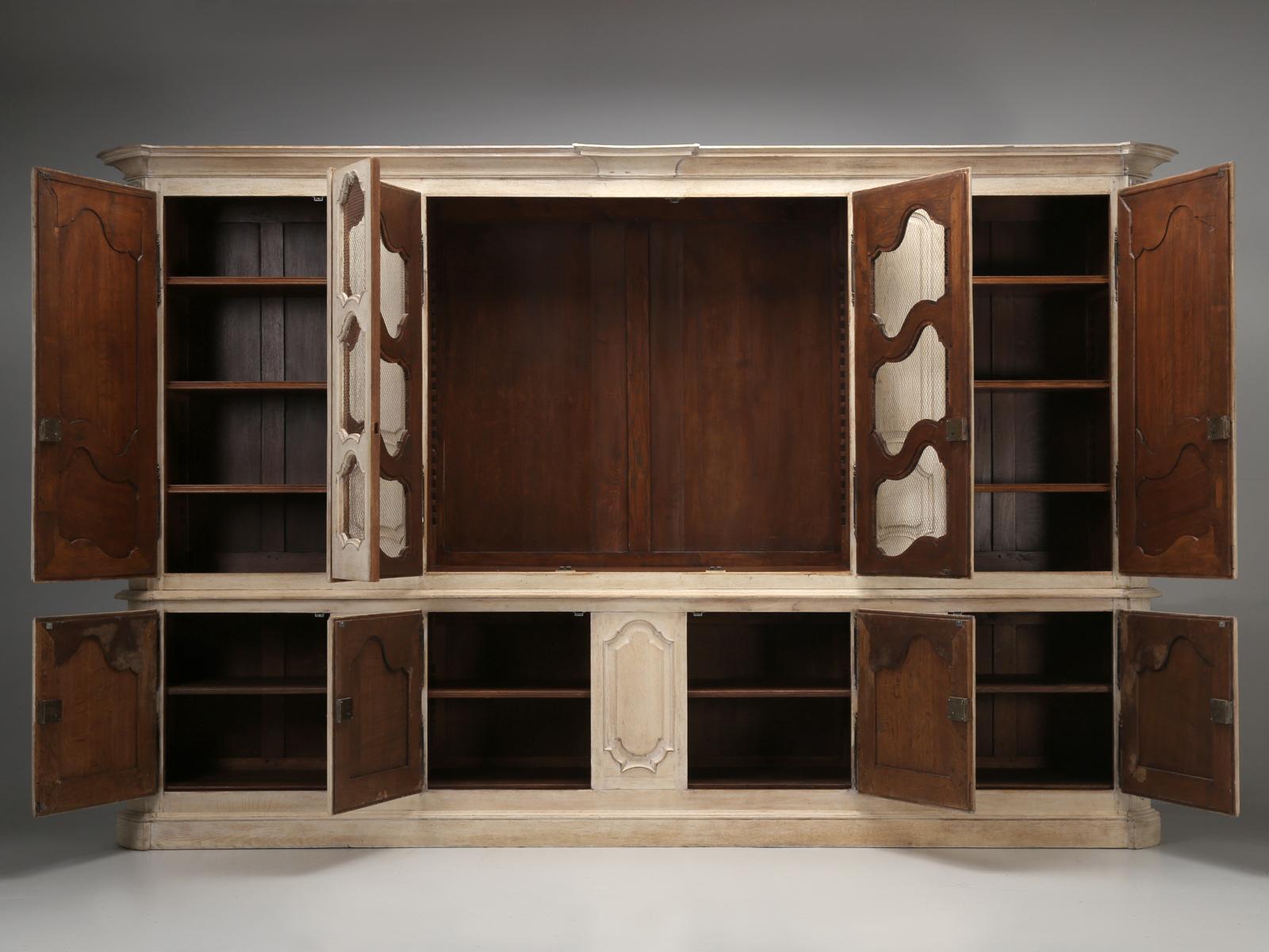 Antique French Bookcase or Cabinet in Limed White Oak Older Restoration c1800's For Sale 6