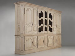 Antique French Bookcase or Cupboard in Limed White Oak Older Restoration c1800's