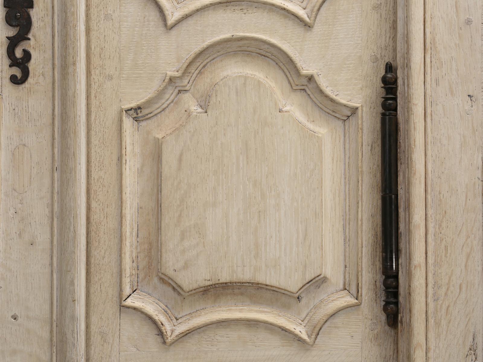 Late 19th Century Antique French Bookcase or Cupboard in Limed White Oak Older Restoration c1800's For Sale