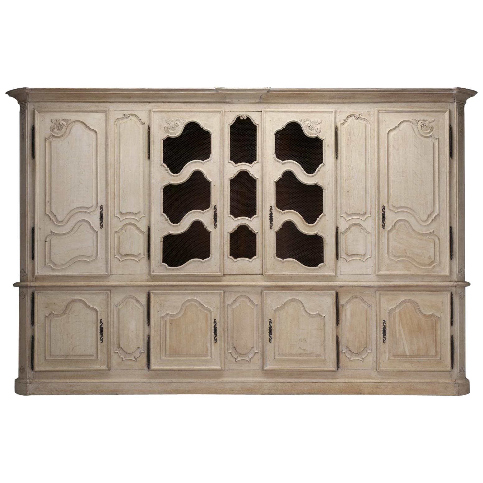 Antique French Bookcase or Cabinet in Limed White Oak Older Restoration c1800's