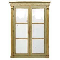Antique French Bookcase, Solid Wood with Etruscan Design, 1920