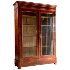 Antique French Bookcase Vitrine Glass Cabinet Mahogany 19th Century 1875 No.2