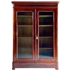Antique French Bookcase Vitrine Glass Cabinet Mahogany 19th Century 1875 No.2