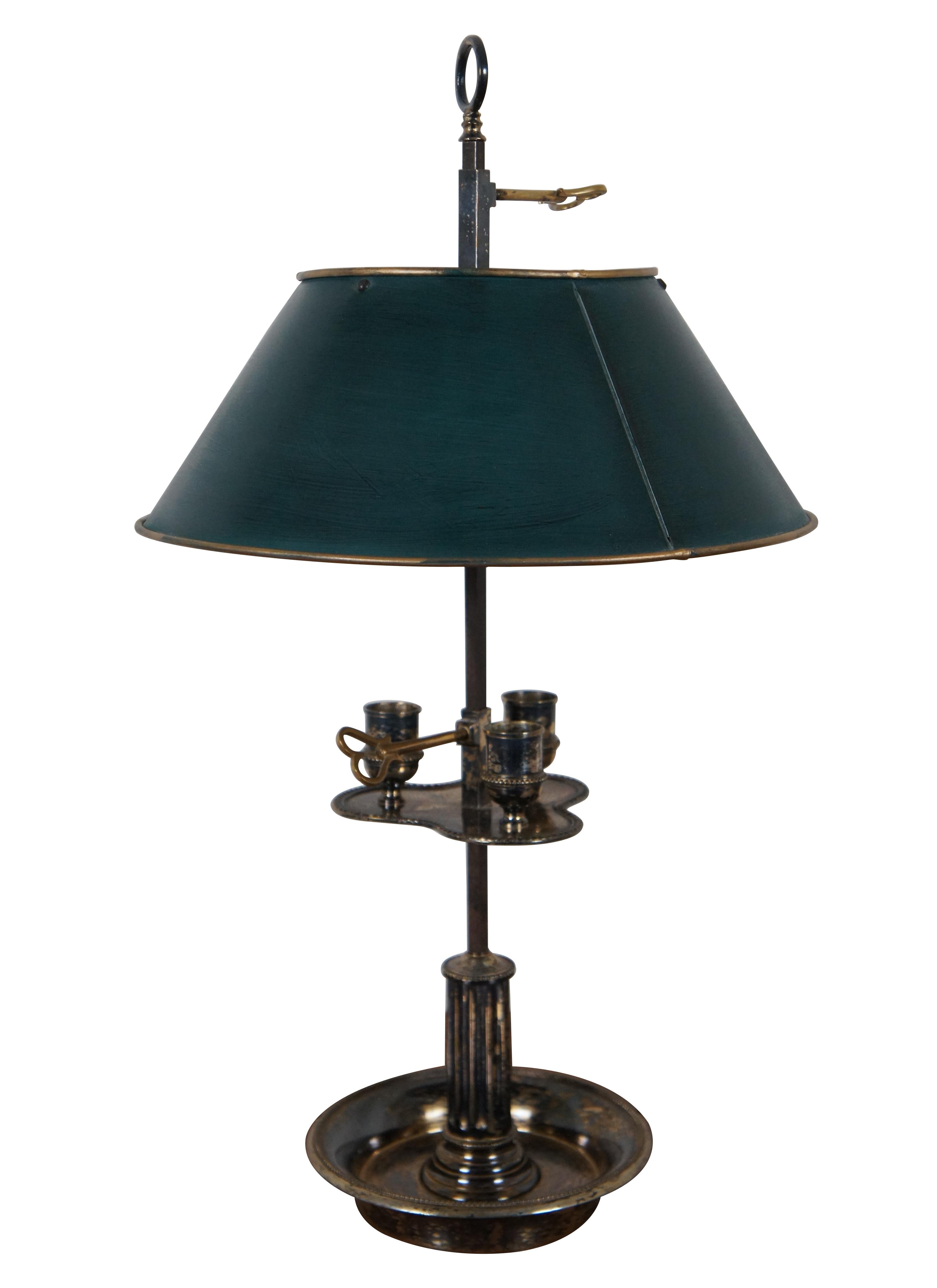 Antike französische Bouillotte Directoire Parlor-Lampe, 2 Lichter, Tole-Kandelaber im Zustand „Gut“ im Angebot in Dayton, OH