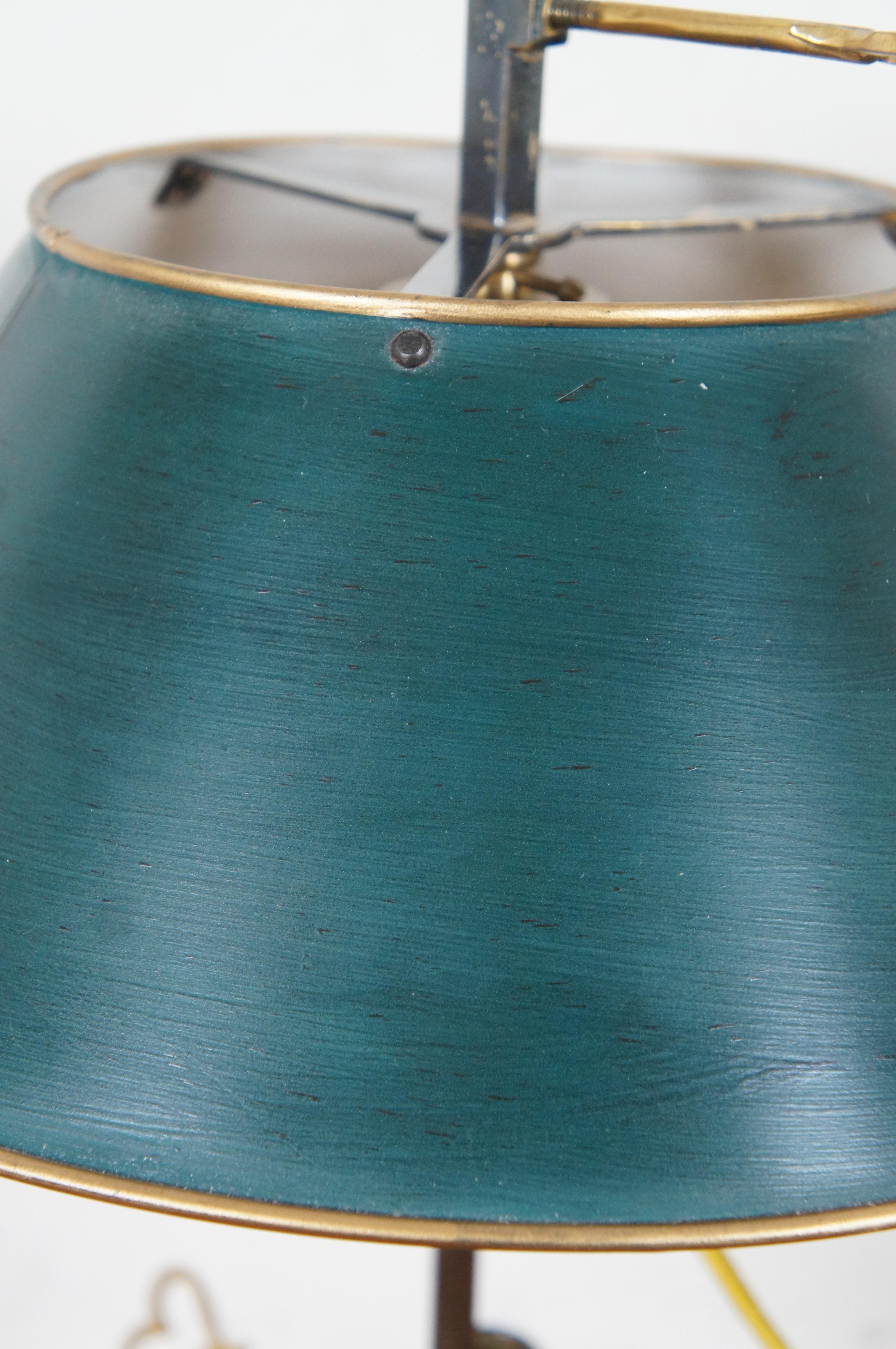 Antique French Bouillotte Directoire 2 Light Tole Candelabra Parlor Lamp For Sale 3