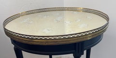 Antique French Bouillotte Table, Brass Gallery & Mirrored Top