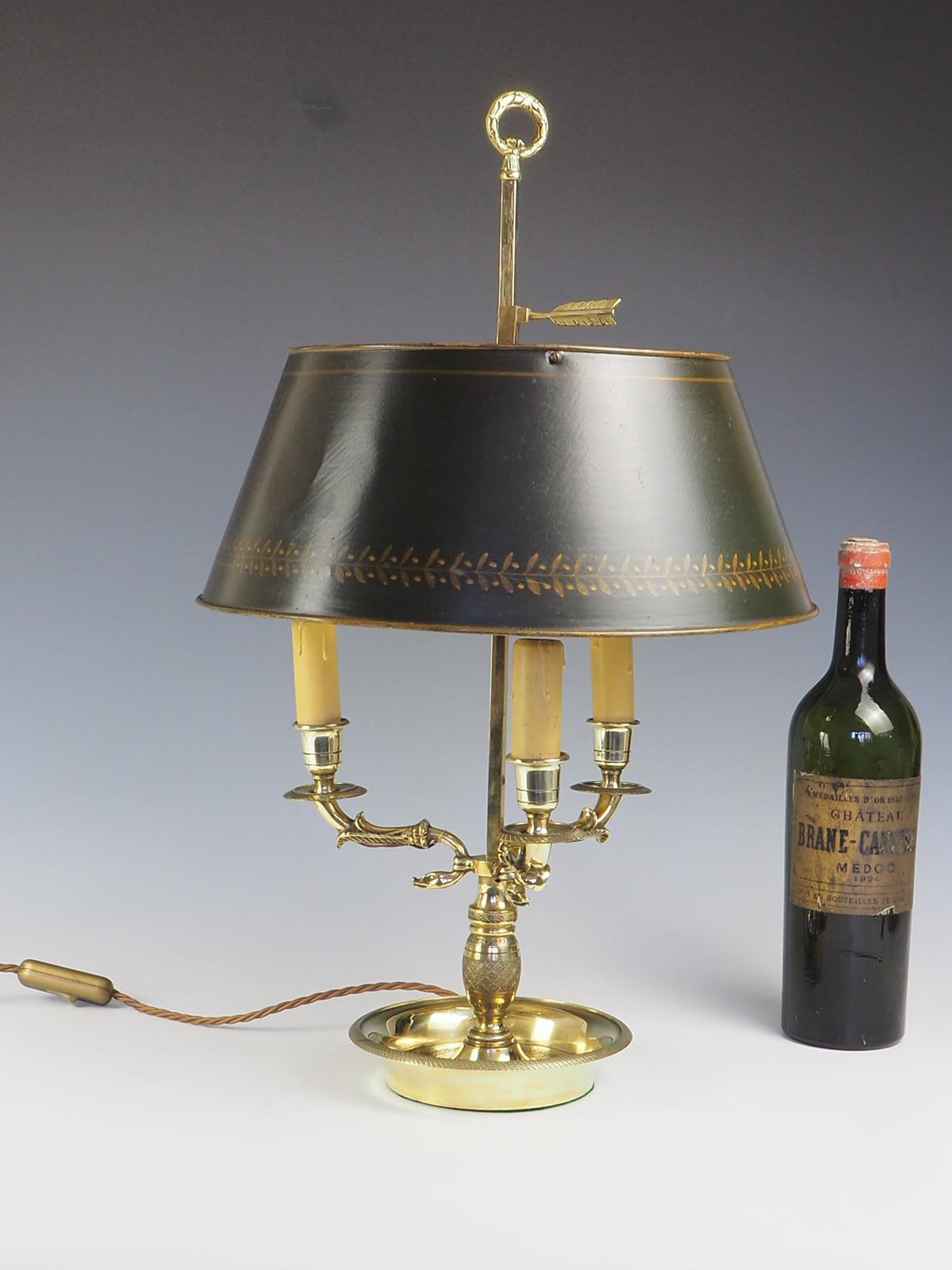 Brass Antique French Bouillotte Table Lamp For Sale