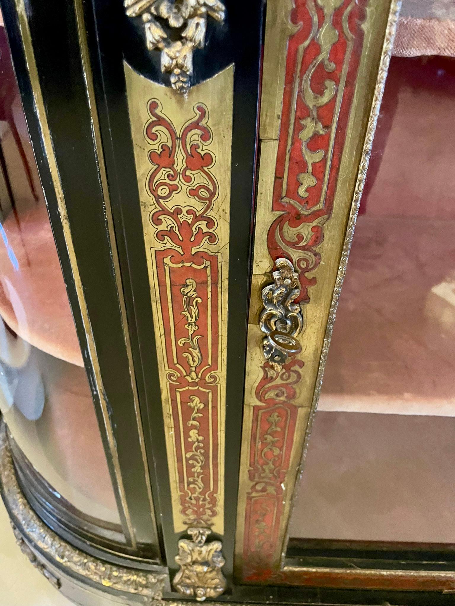 Ottone Antique French Boulle Display Cabinet in vendita