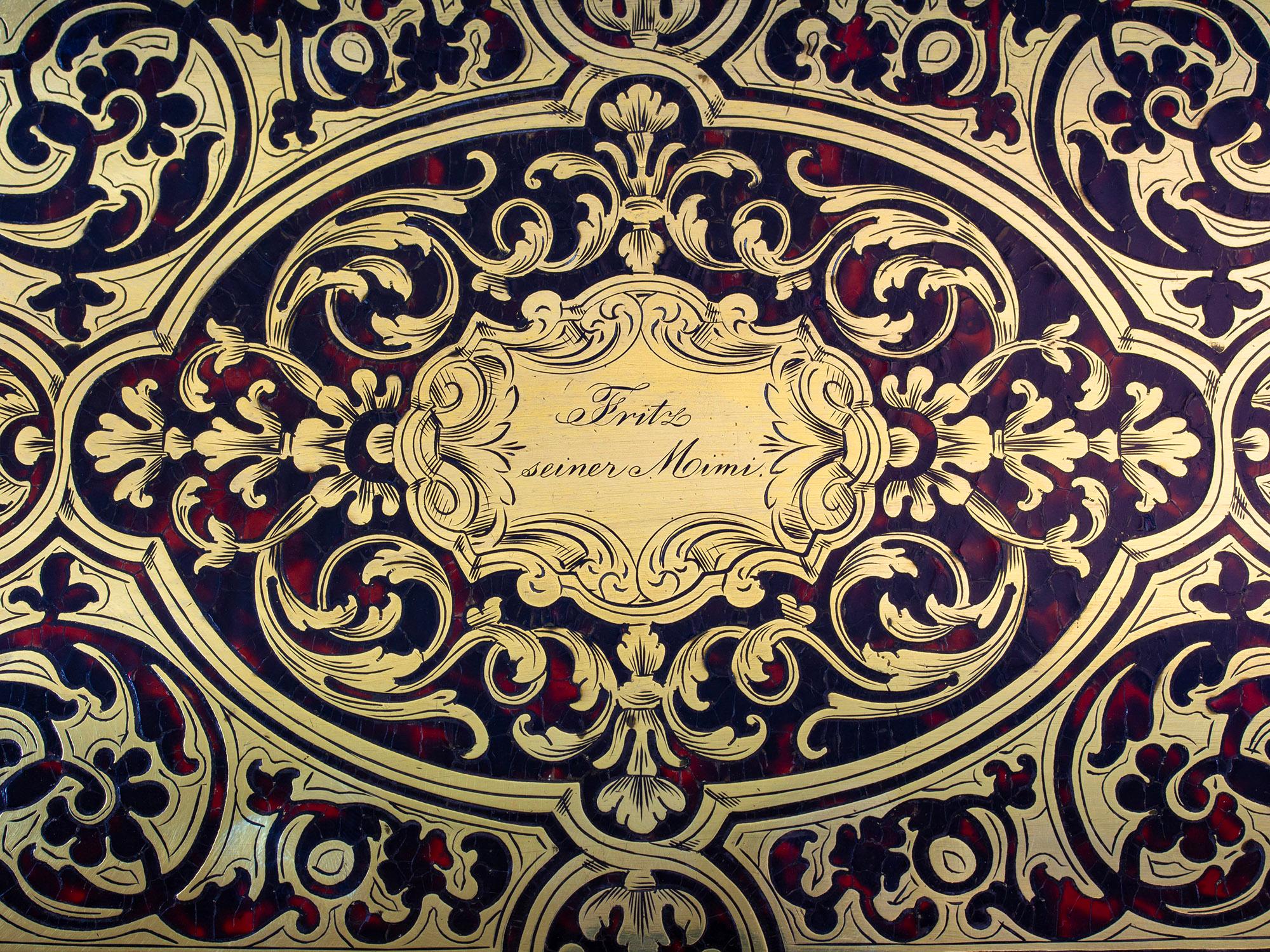 Brass Antique French Boulle Writing Box For Sale