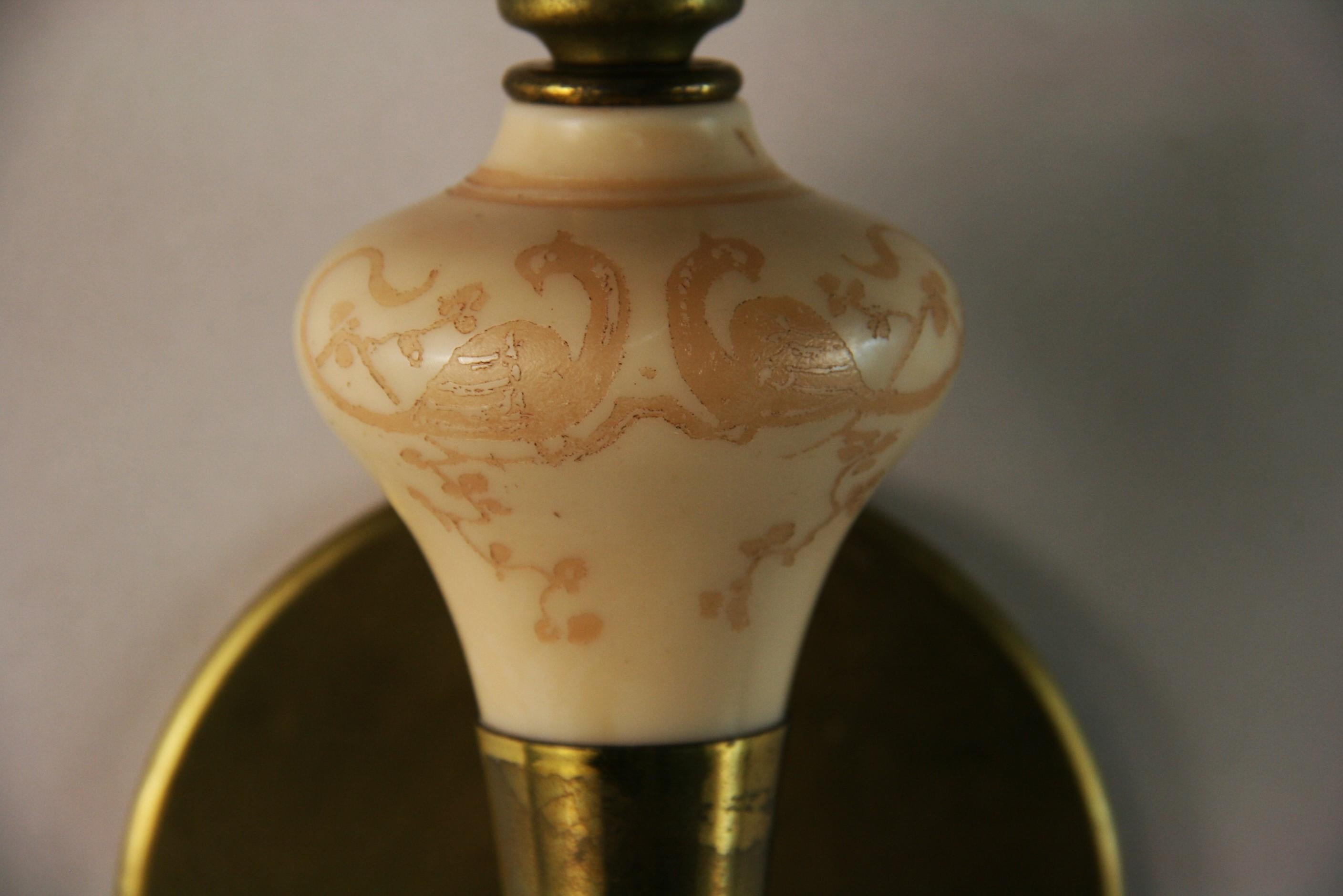 Mid-20th Century Antique  French Brass and  Acid Etched Daum Glass Cups 1930's A Pair For Sale