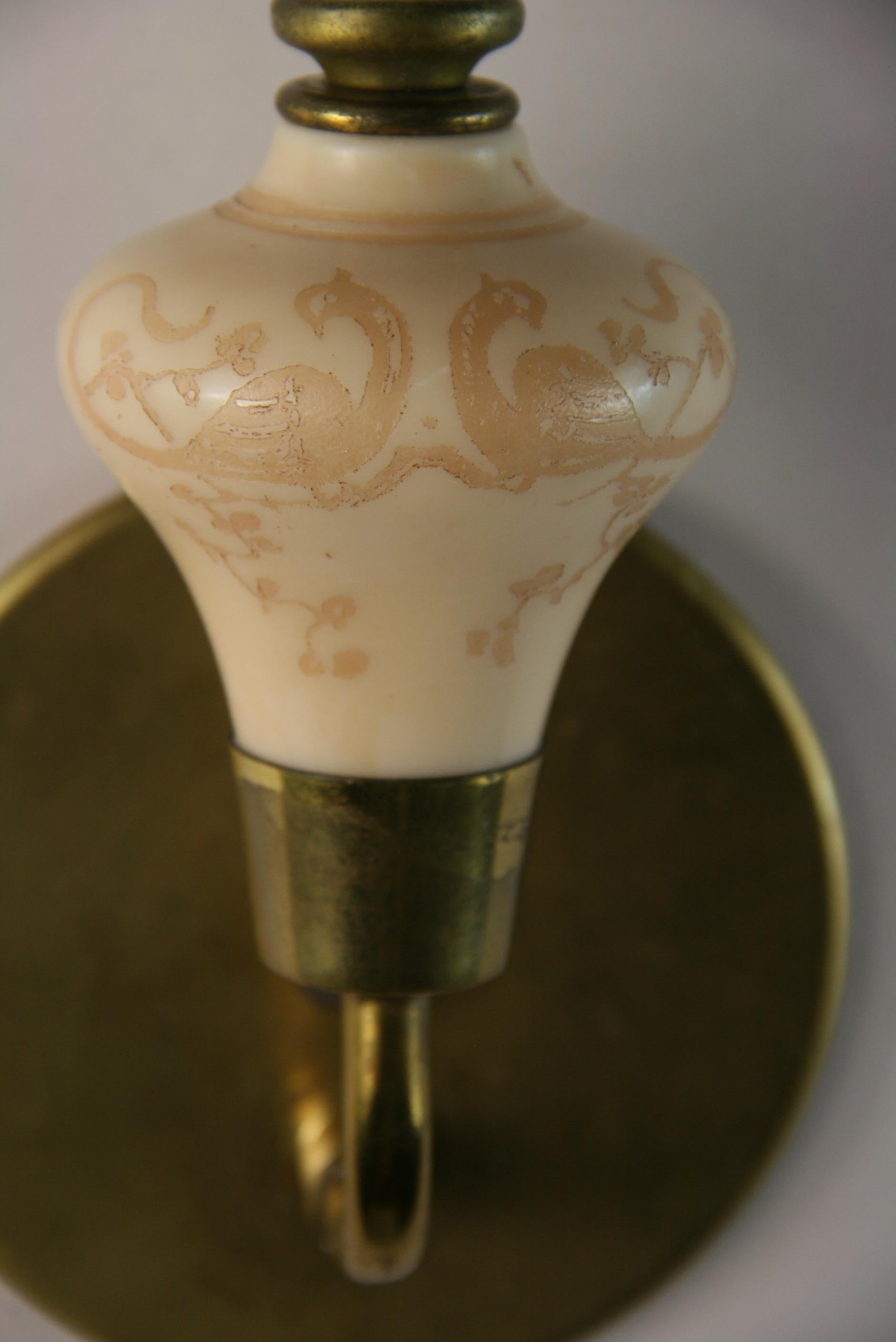 Antique  French Brass and  Acid Etched Daum Glass Cups 1930's A Pair For Sale 1