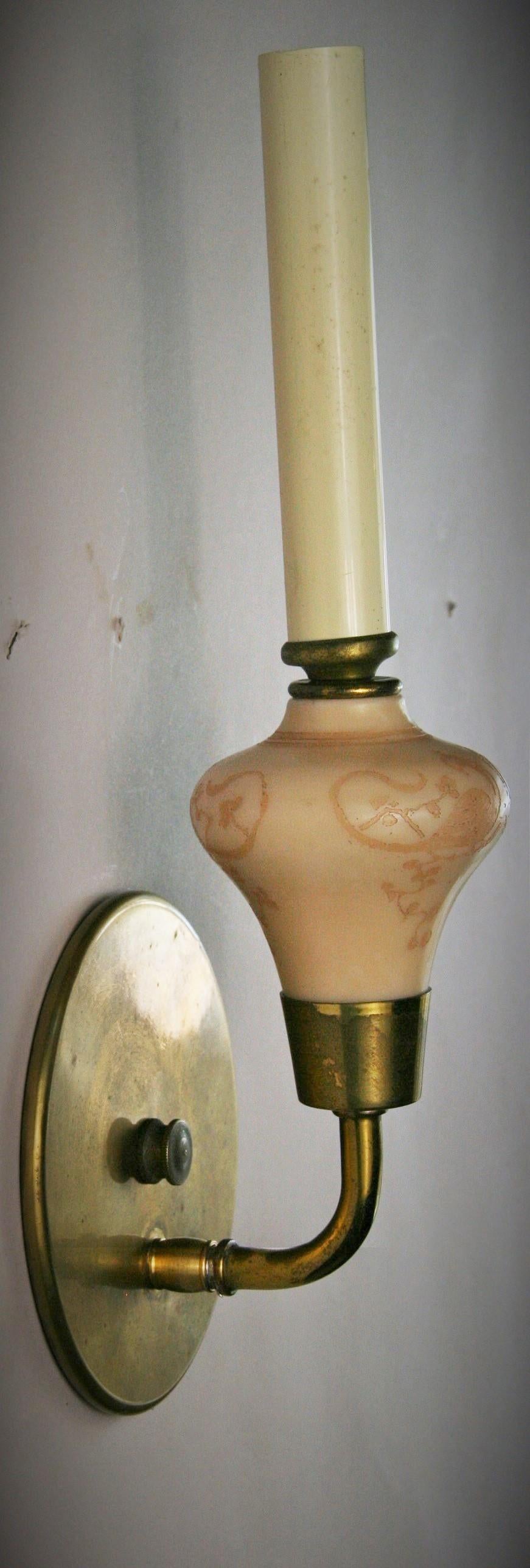 Antique  French Brass and  Acid Etched Daum Glass Cups 1930's A Pair For Sale 2